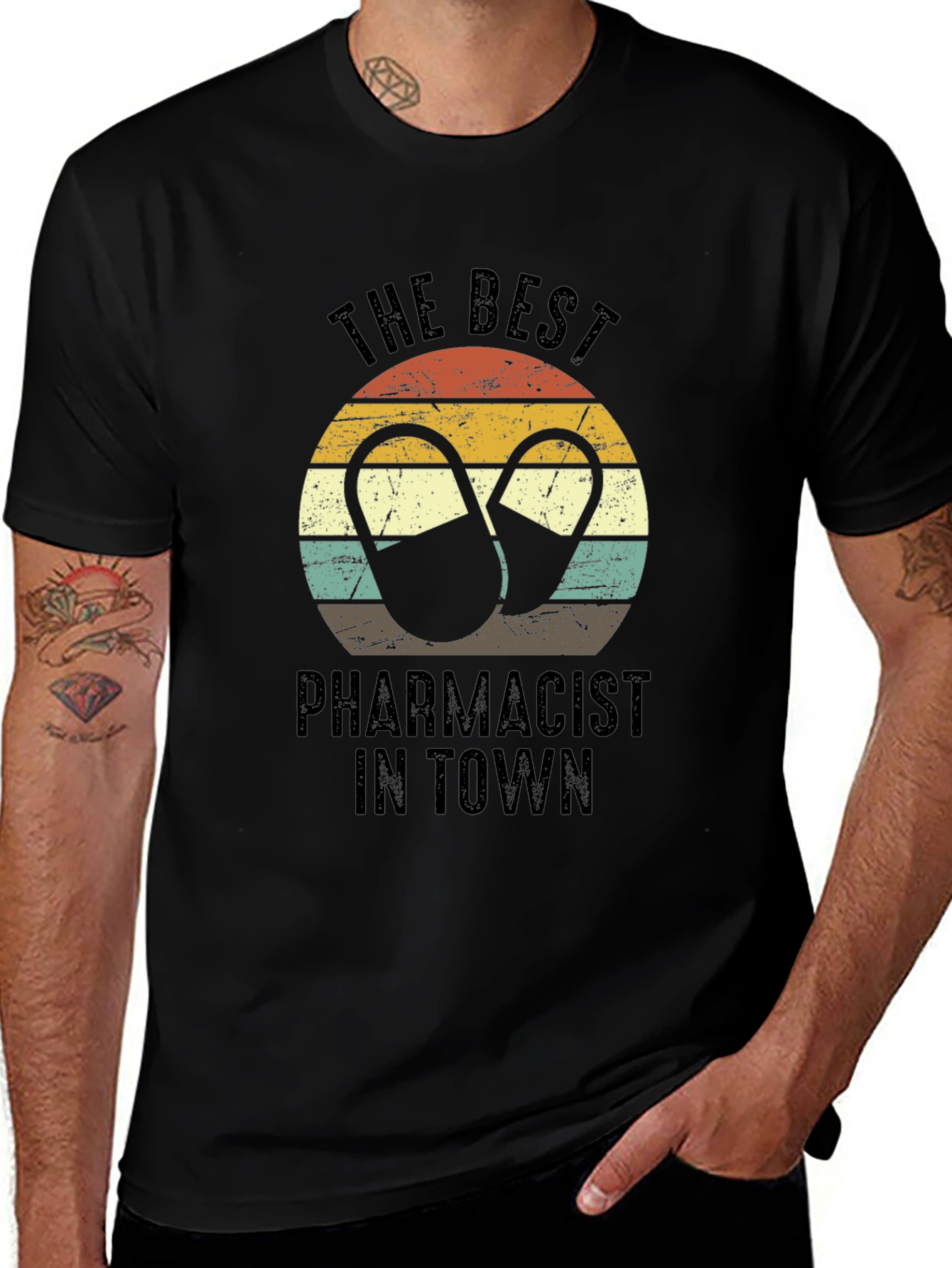 Best Pharmacist T-Shirt - Retro Pill Design
