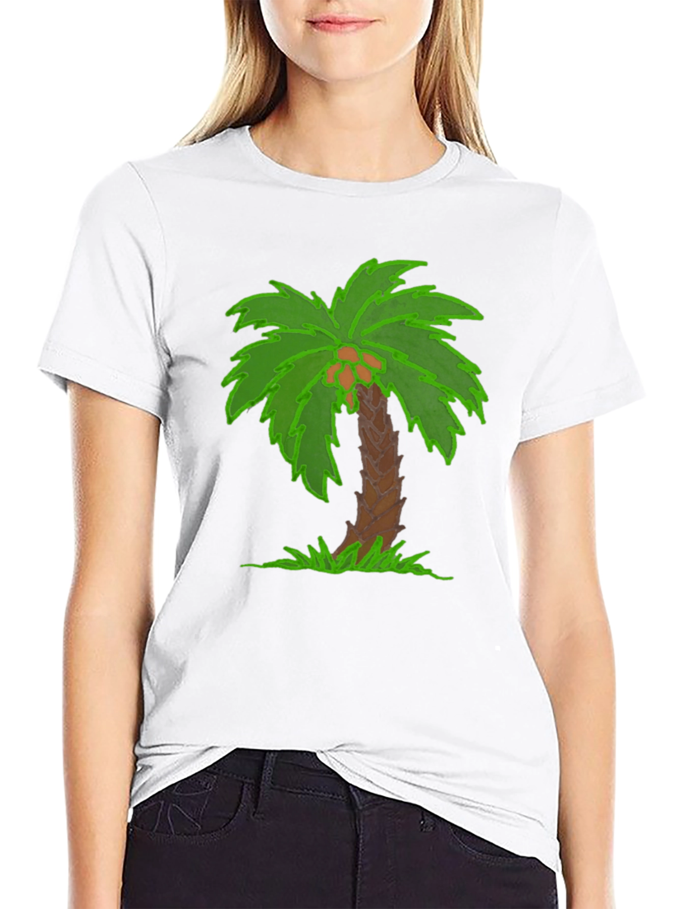 Tropical Palm Tree Graphic Tee - Black