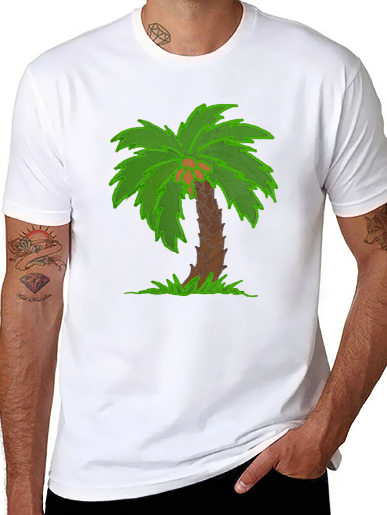 Tropical Palm Tree Graphic Tee - Black