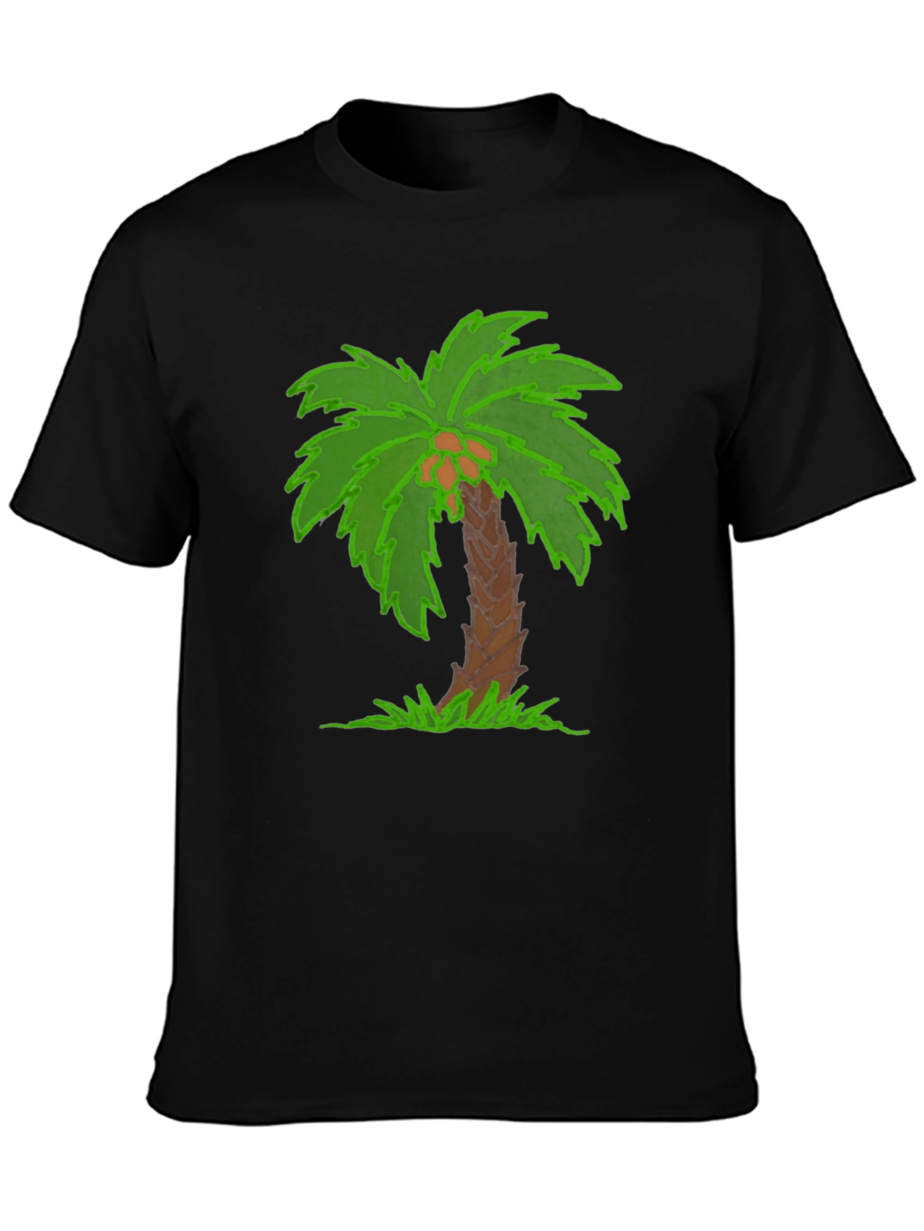 Tropical Palm Tree Graphic Tee - Black