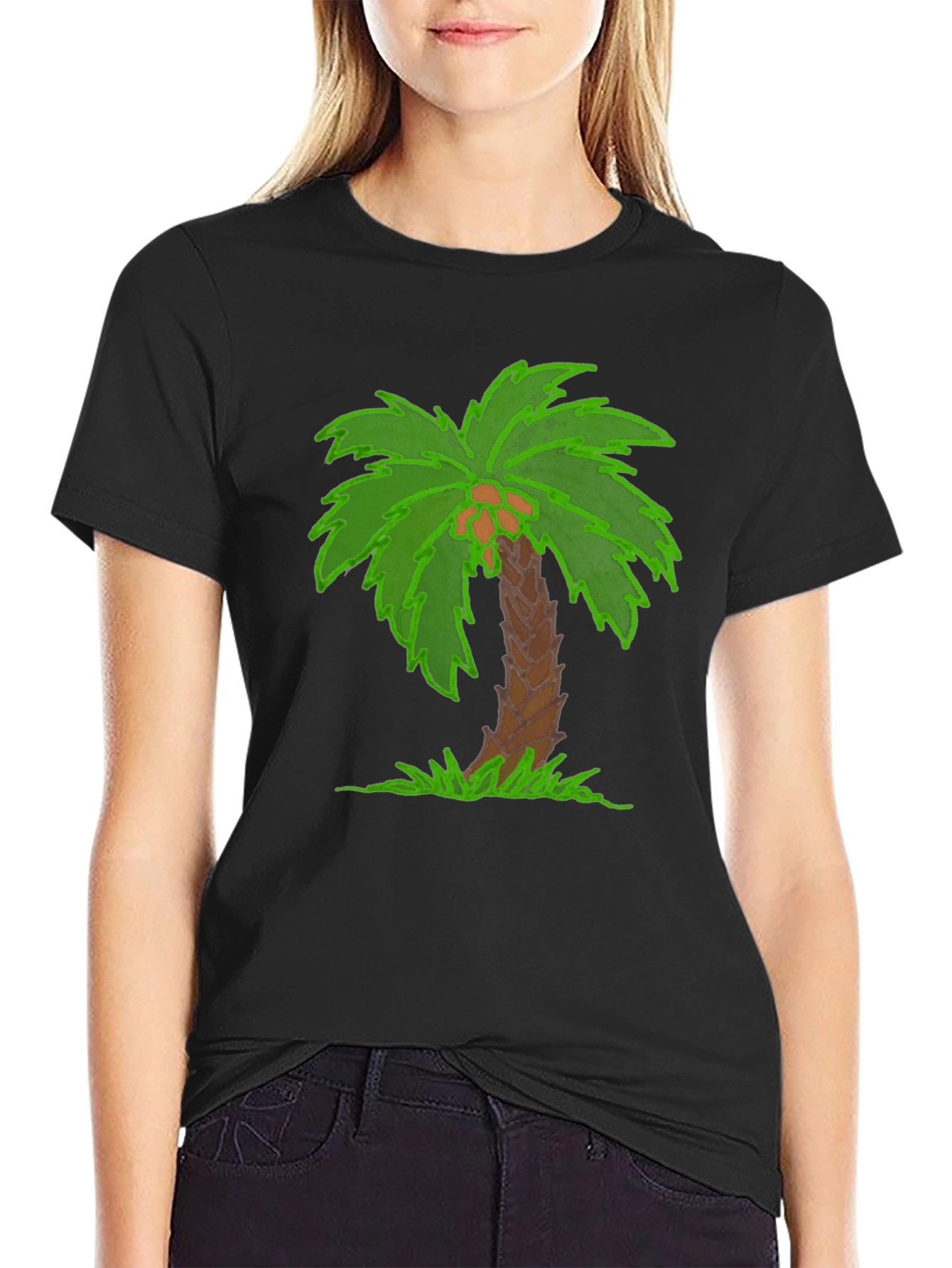 Tropical Palm Tree Graphic Tee - Black