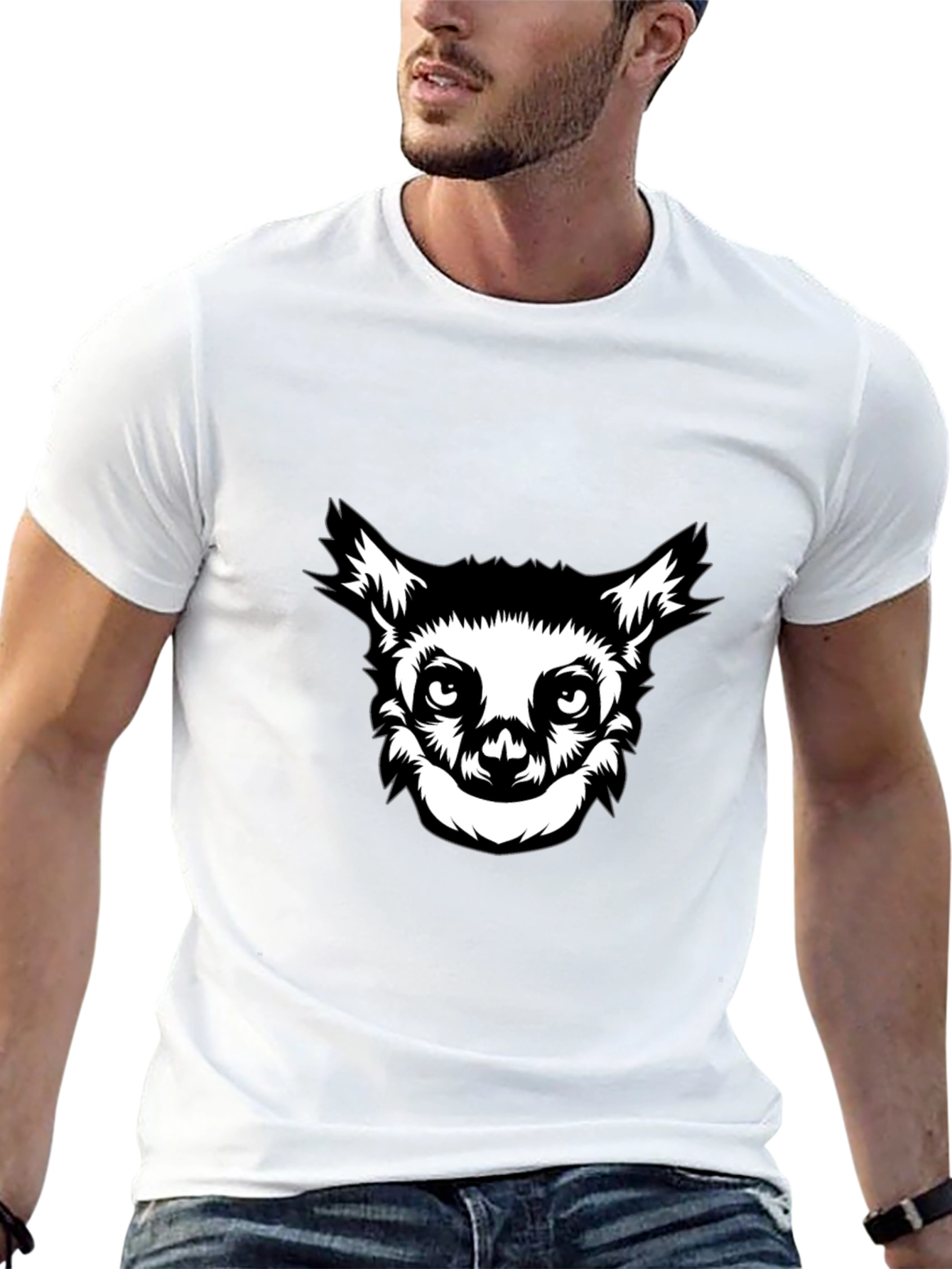 Black T-Shirt with Lemur Graphic