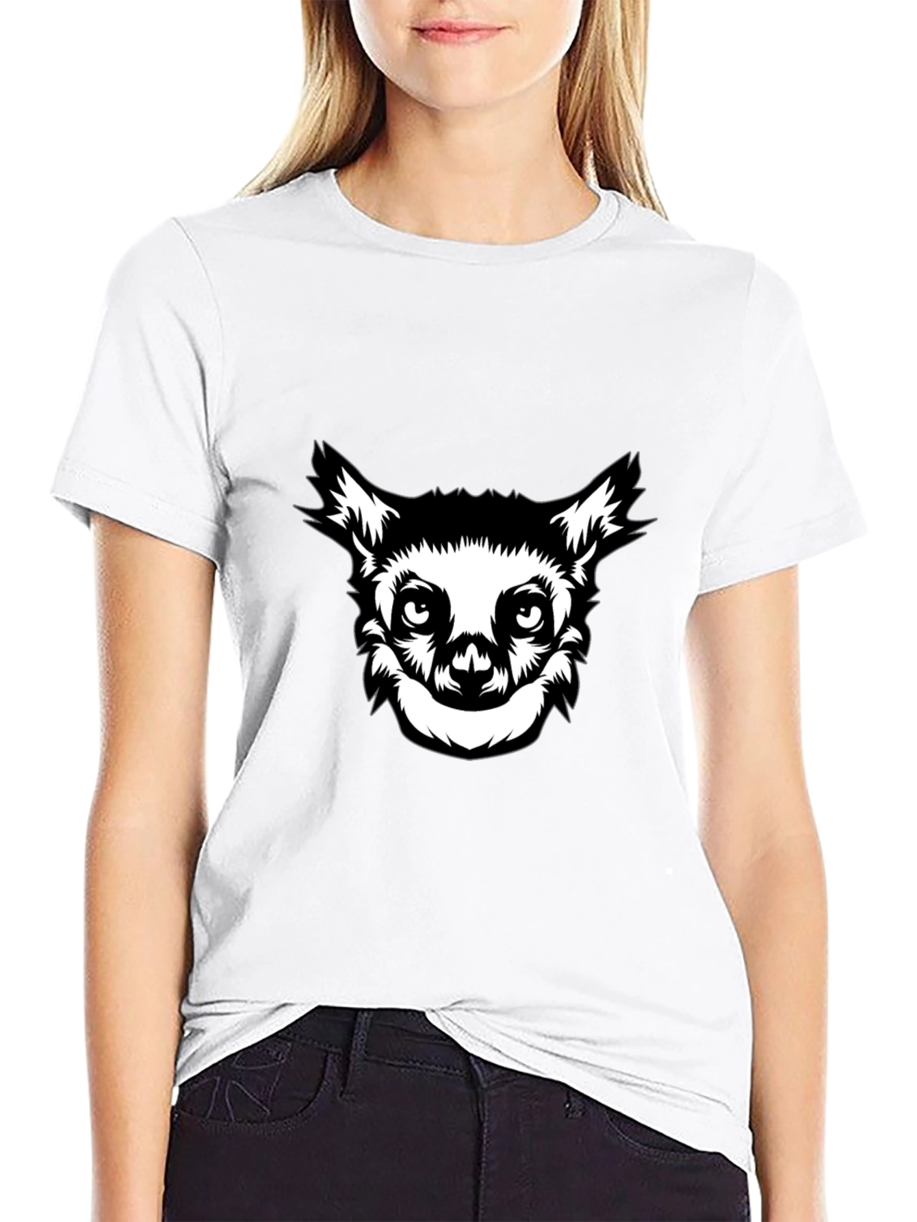 Black T-Shirt with Lemur Graphic