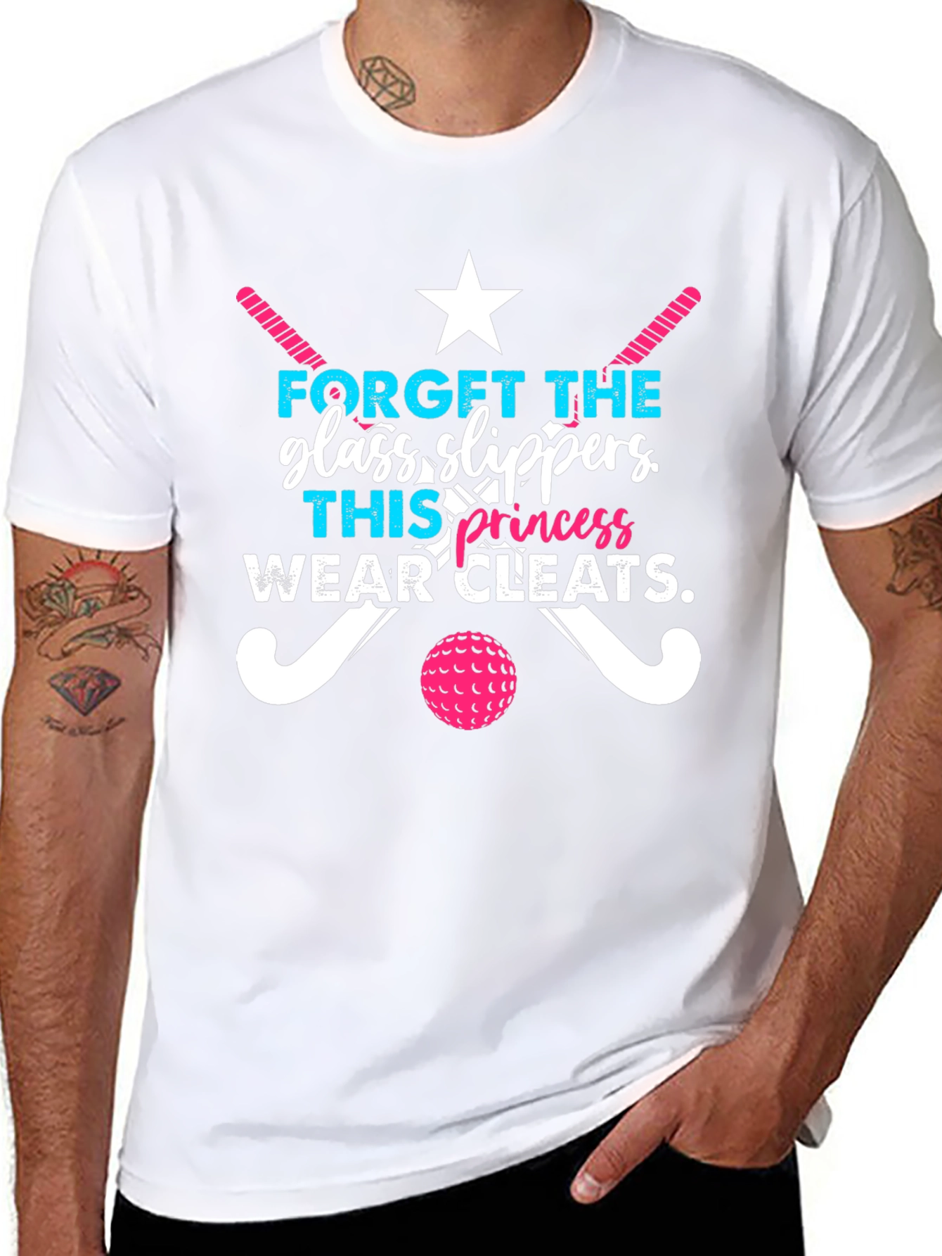 Funny Field Hockey T-Shirt: Glass Slippers? Wear Cleats!