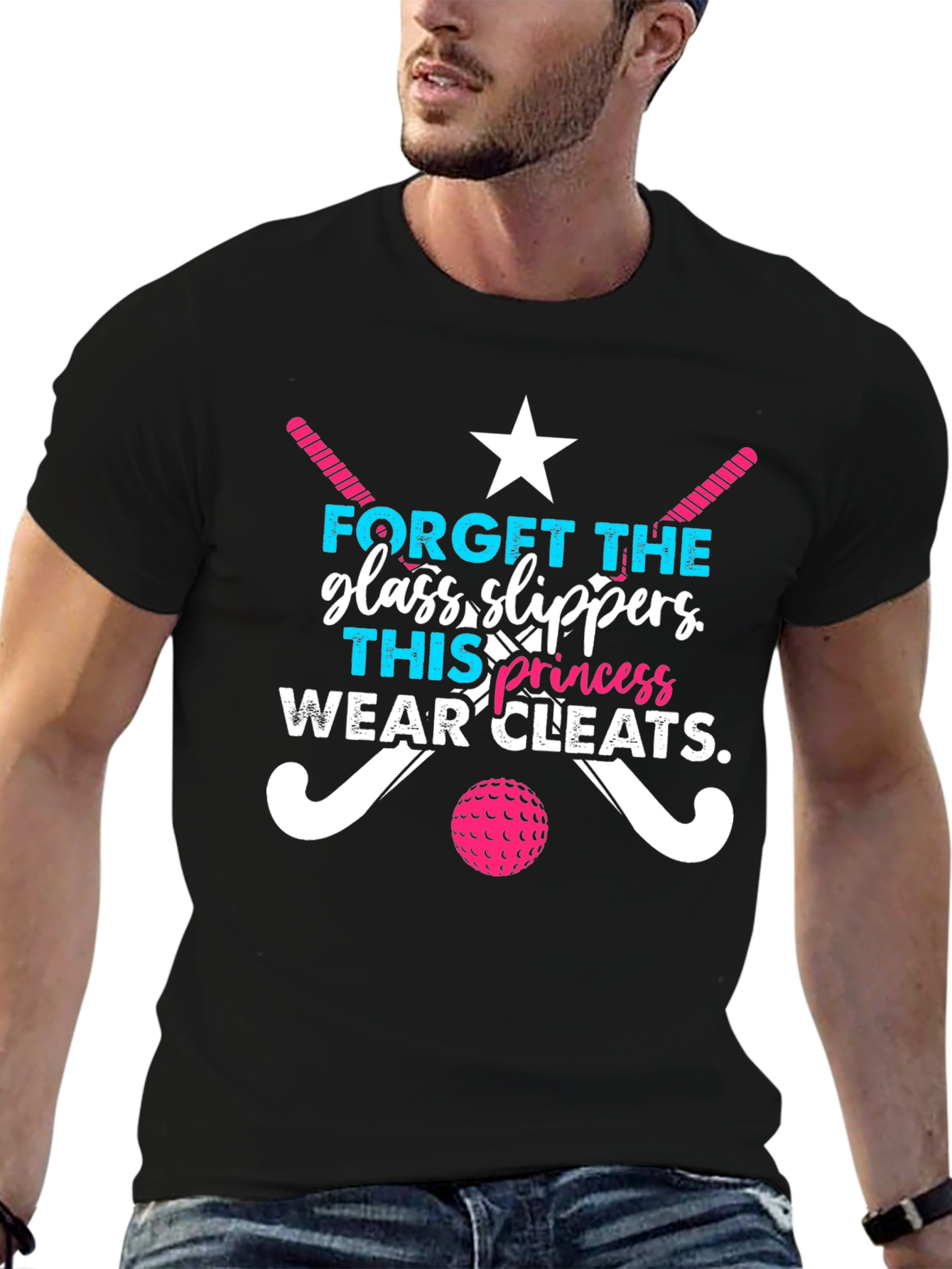 Funny Field Hockey T-Shirt: Glass Slippers? Wear Cleats!