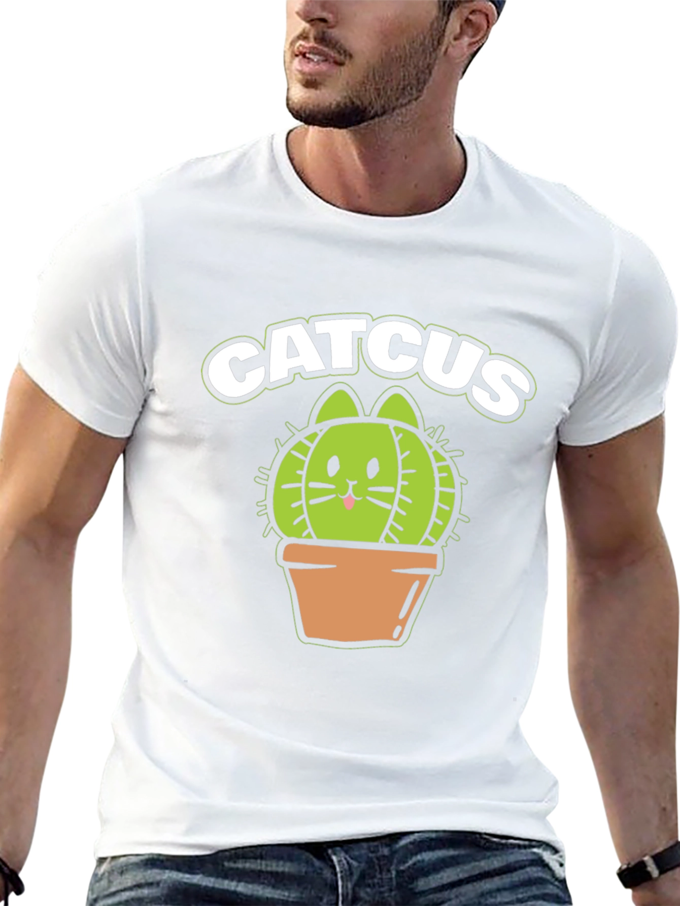 Catcus T-Shirt - Funny Cat Cactus Graphic Tee