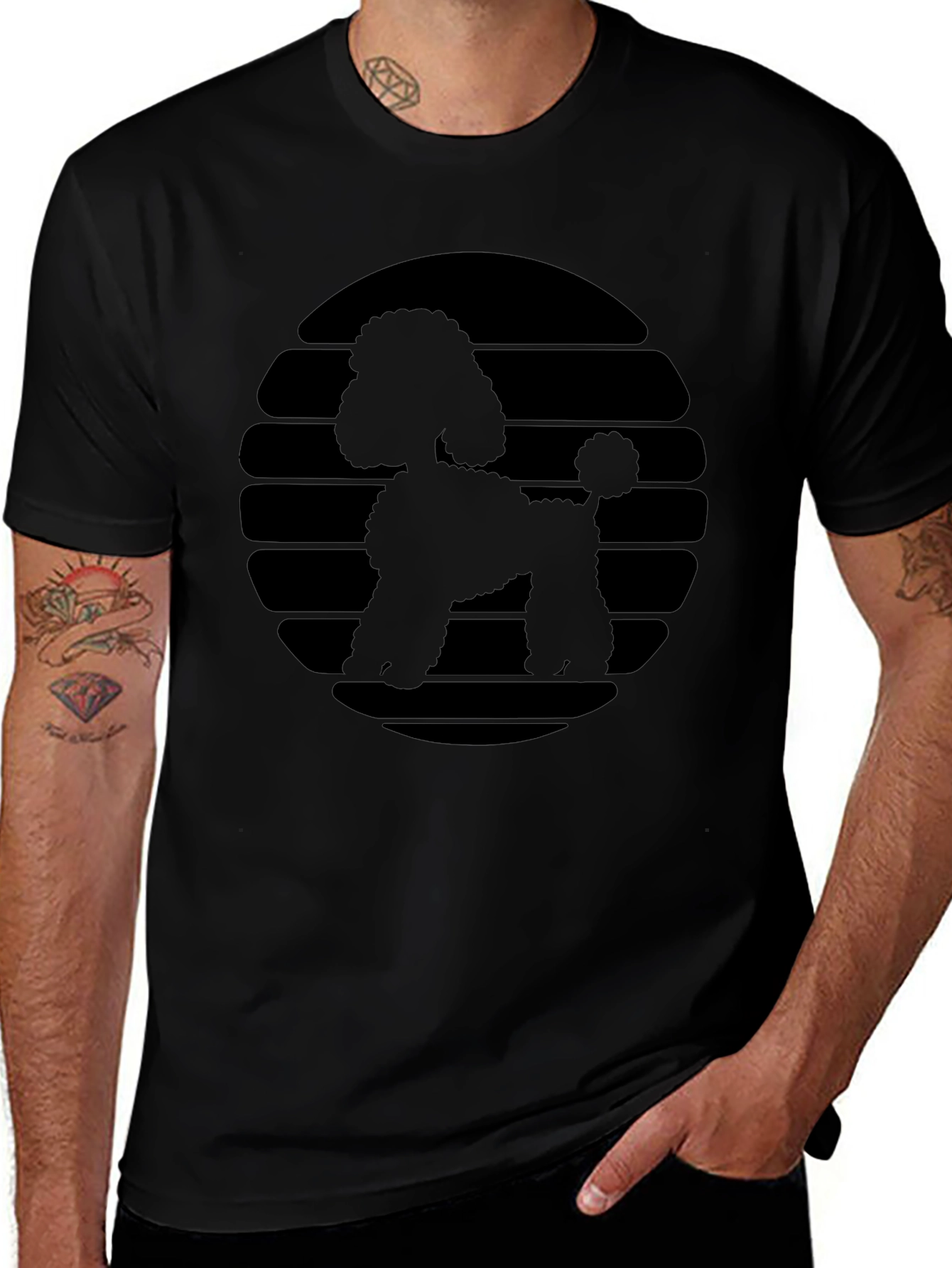 Poodle Silhouette Graphic Tee - Stylish Black Shirt
