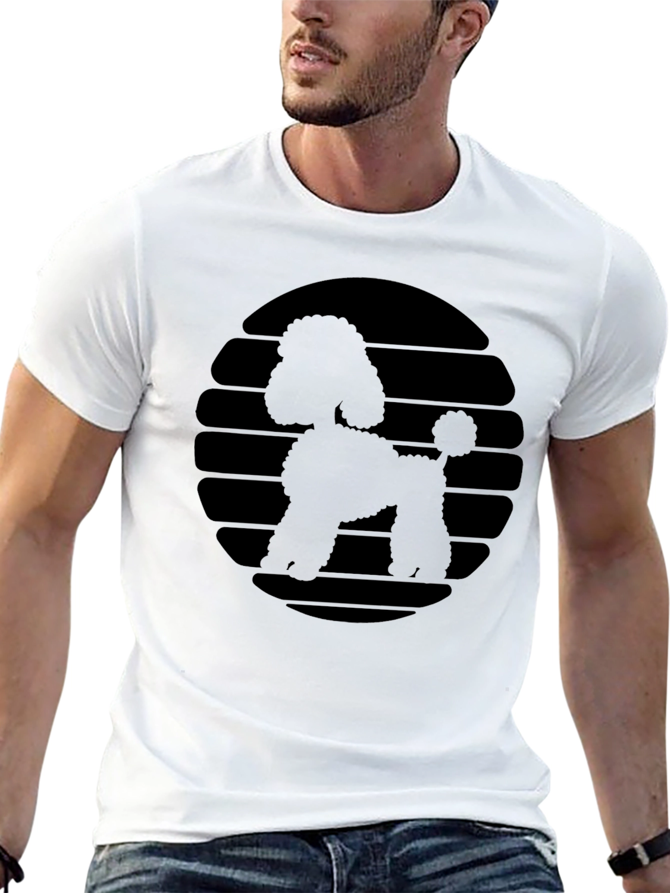 Poodle Silhouette Graphic Tee - Stylish Black Shirt