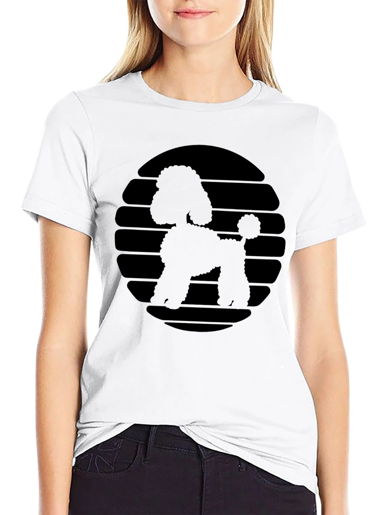 Poodle Silhouette Graphic Tee - Stylish Black Shirt