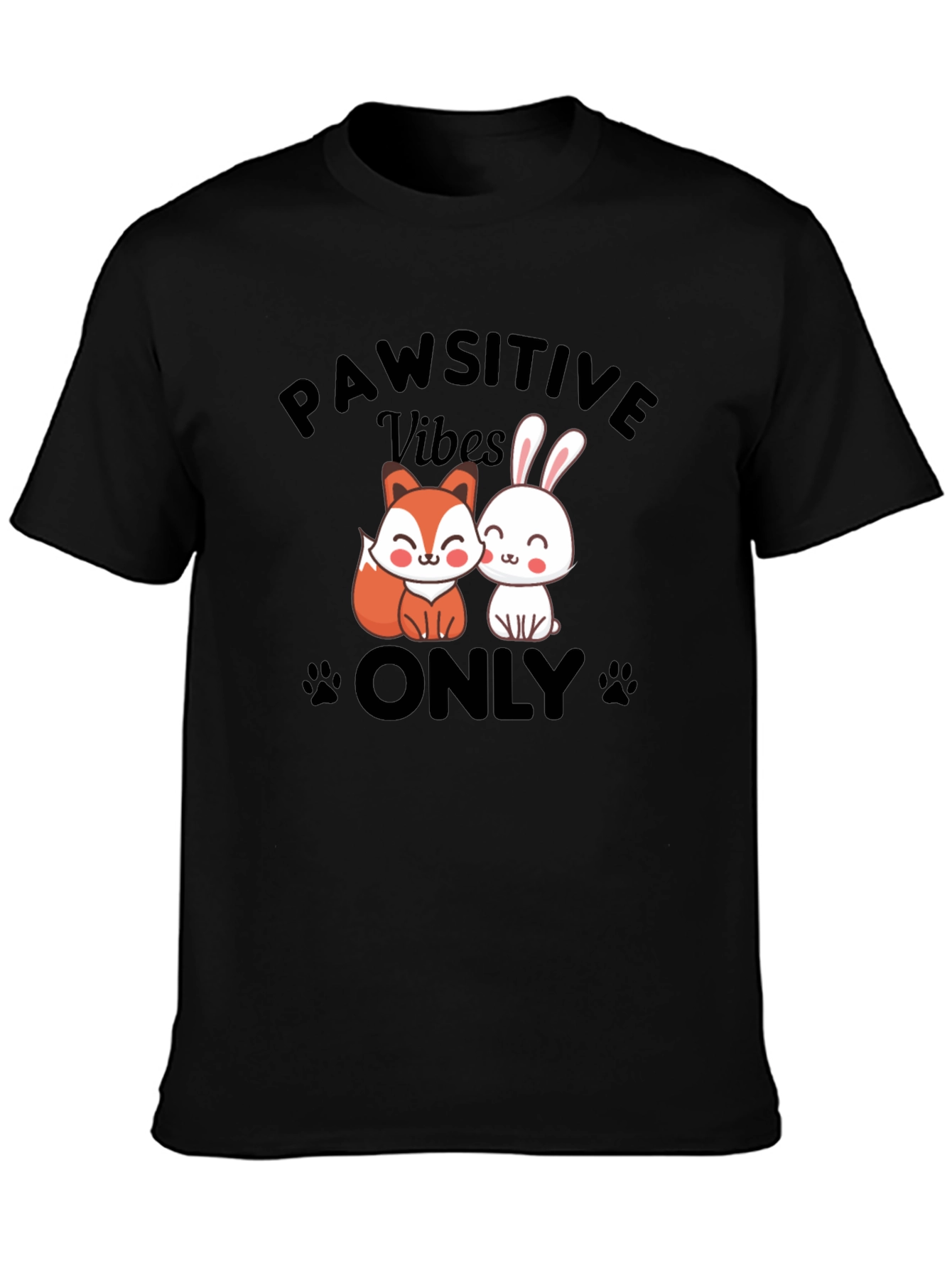 Pawsitive Vibes Only T-Shirt - Cute Animal Design