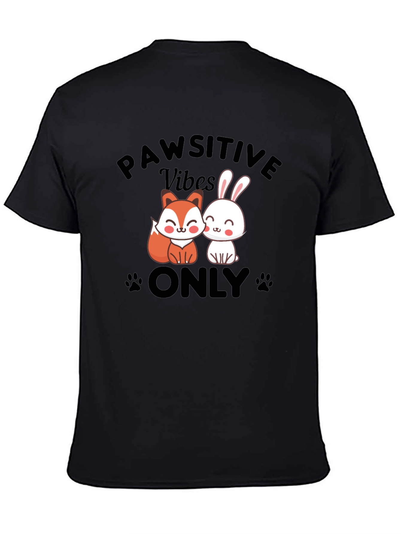 Pawsitive Vibes Only T-Shirt - Cute Animal Design