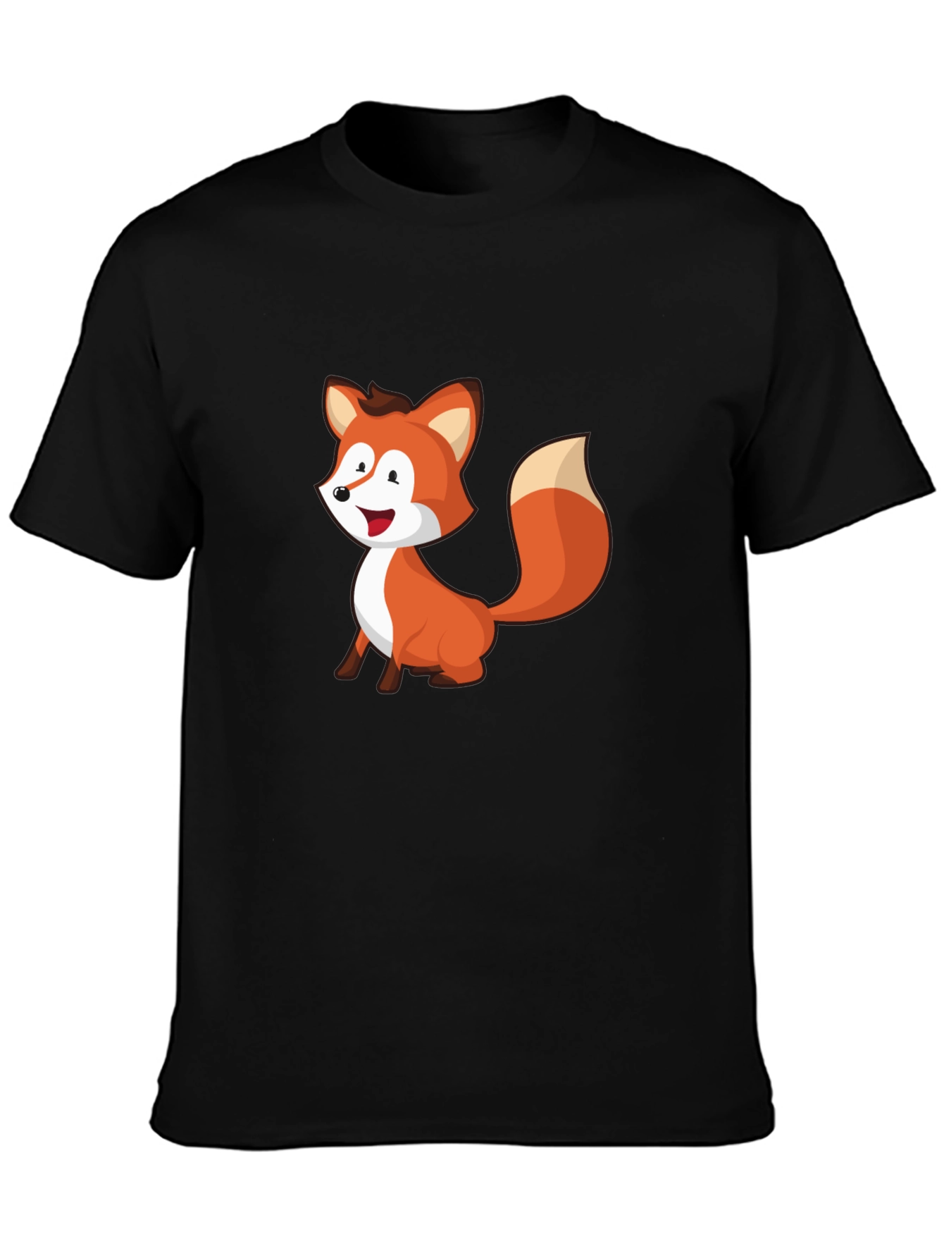 Cute Fox Graphic Black T-Shirt