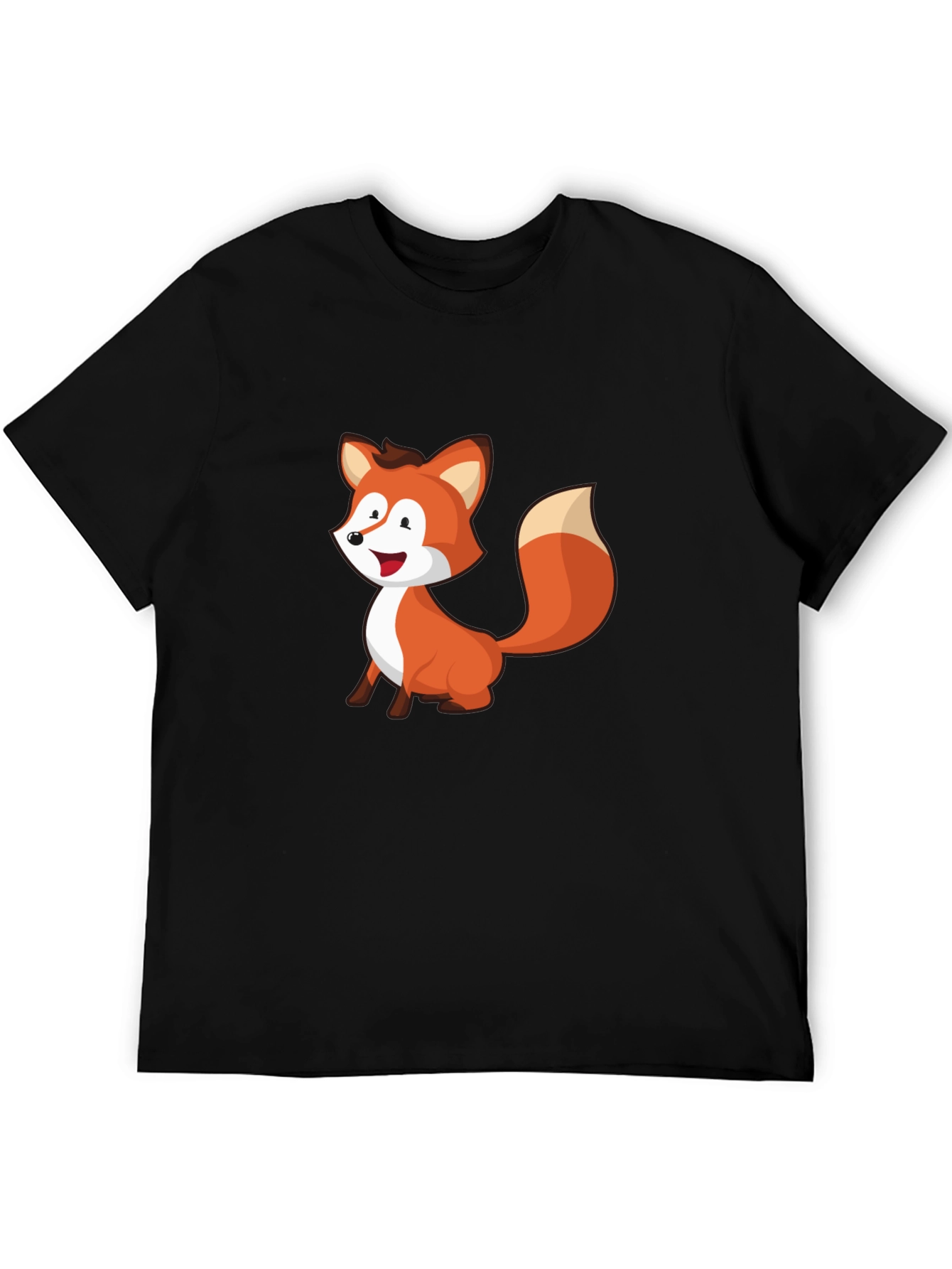 Cute Fox Graphic Black T-Shirt