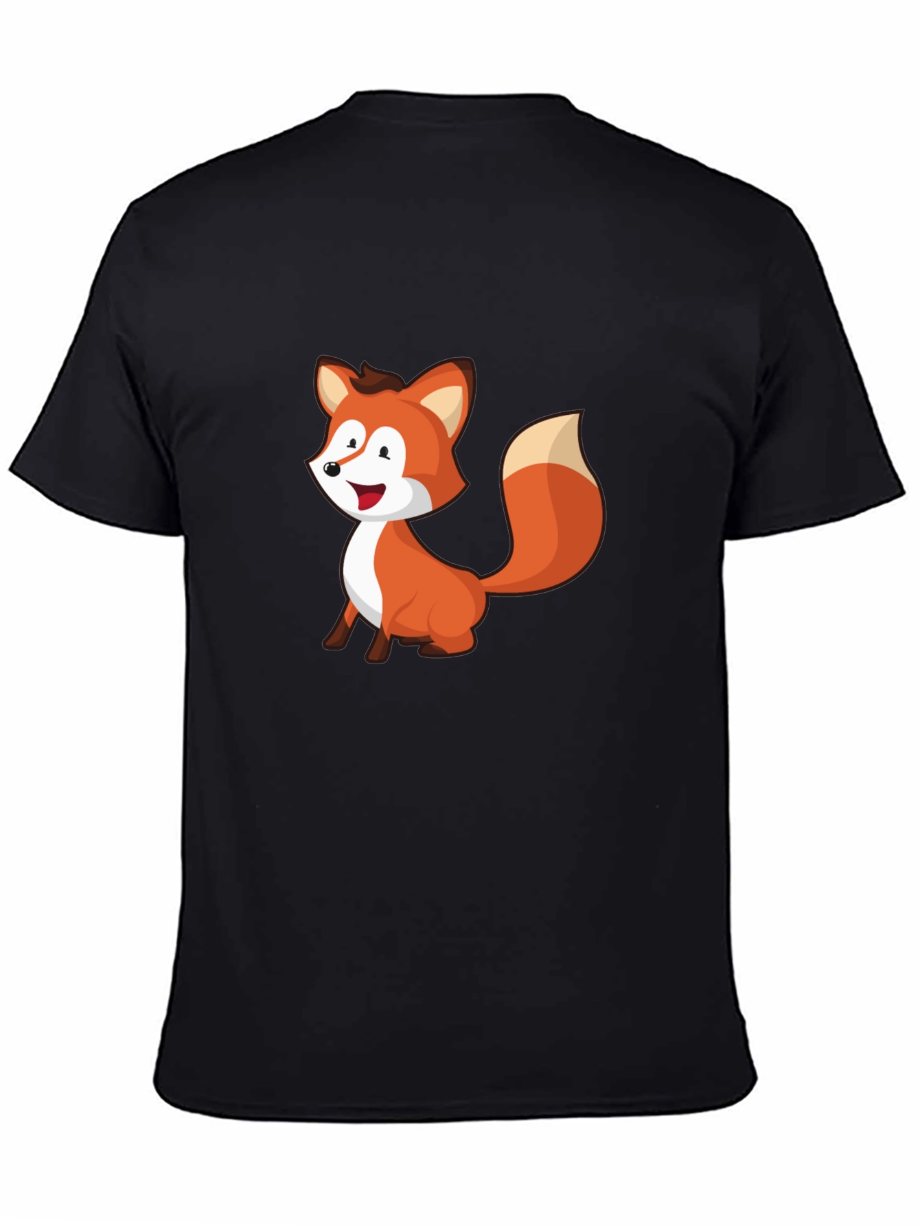 Cute Fox Graphic Black T-Shirt