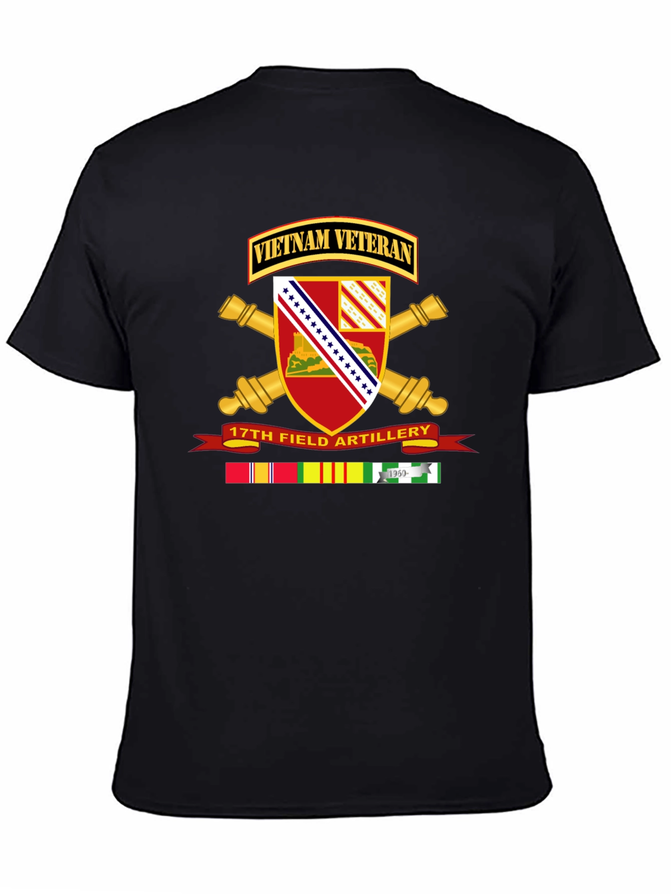 Vietnam Veteran 17th Field Artillery Black T-Shirt
