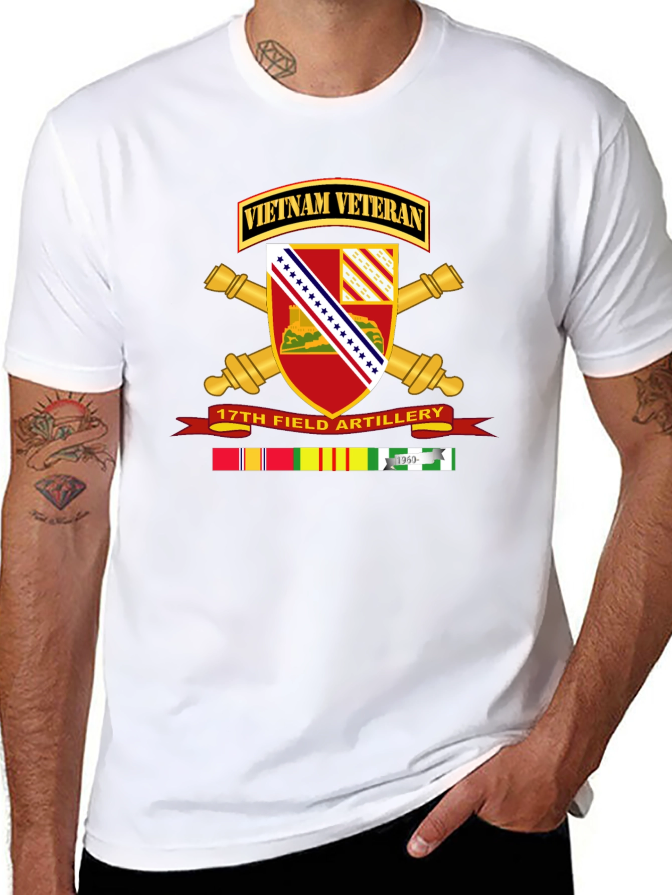 Vietnam Veteran 17th Field Artillery Black T-Shirt