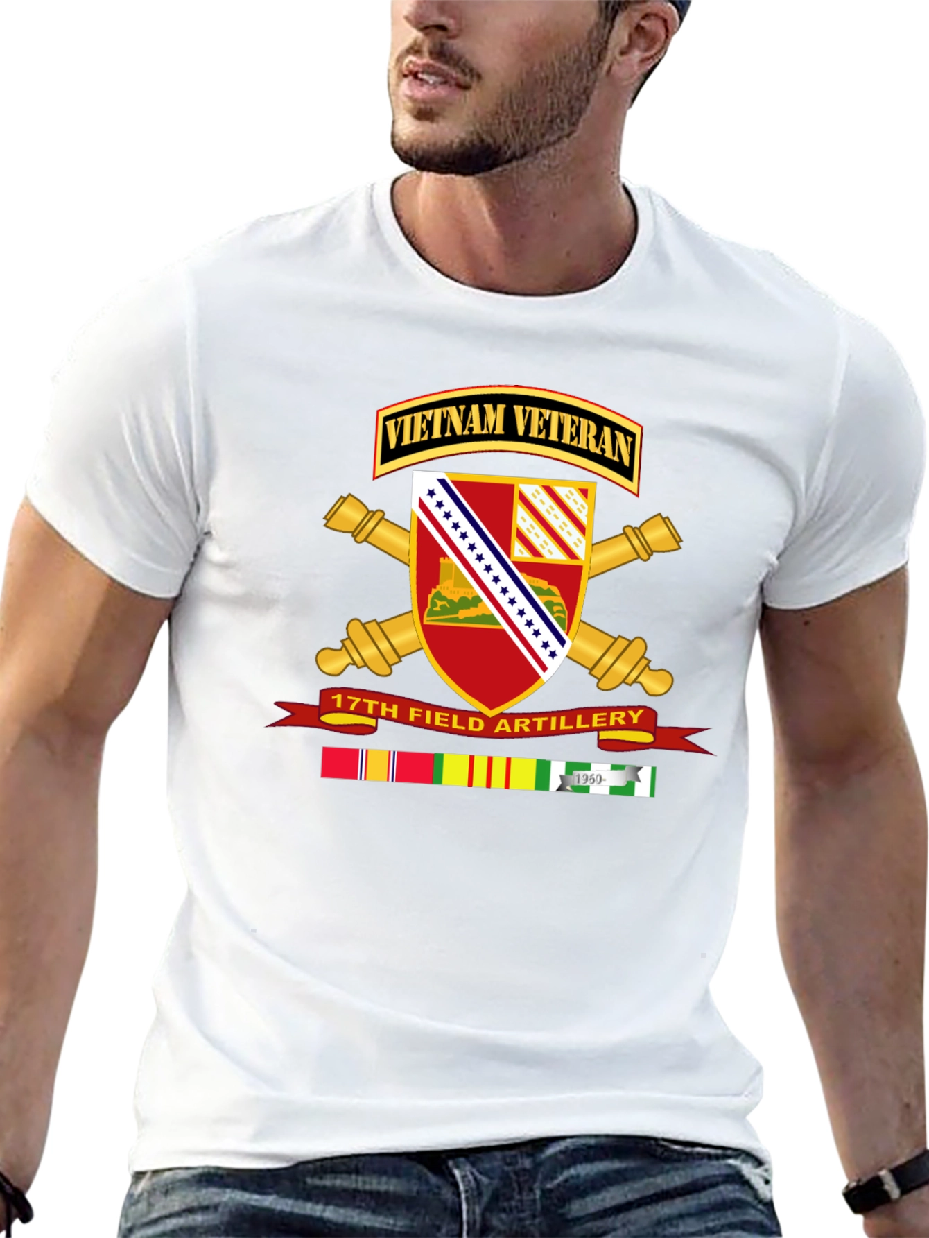 Vietnam Veteran 17th Field Artillery Black T-Shirt