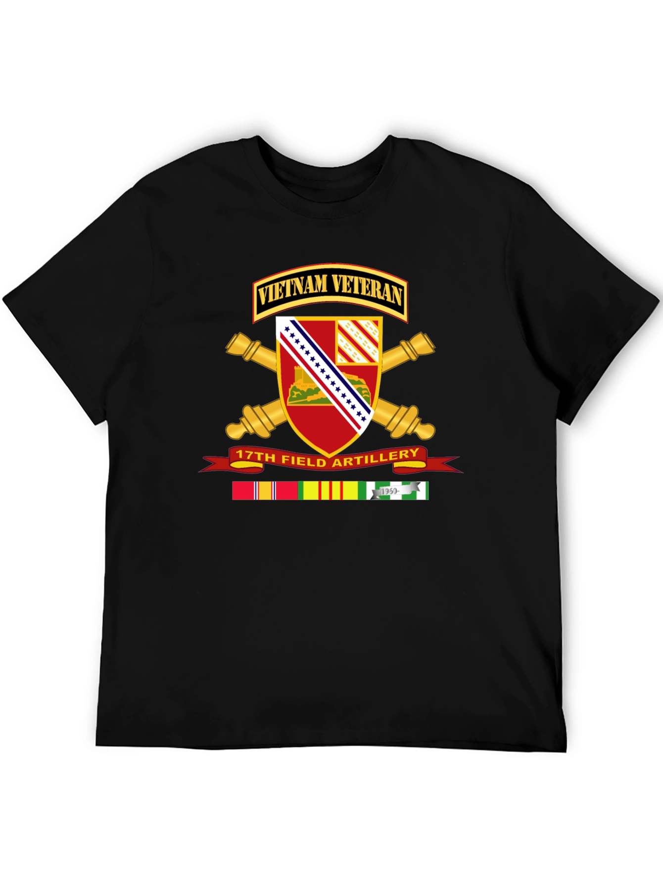 Vietnam Veteran 17th Field Artillery Black T-Shirt