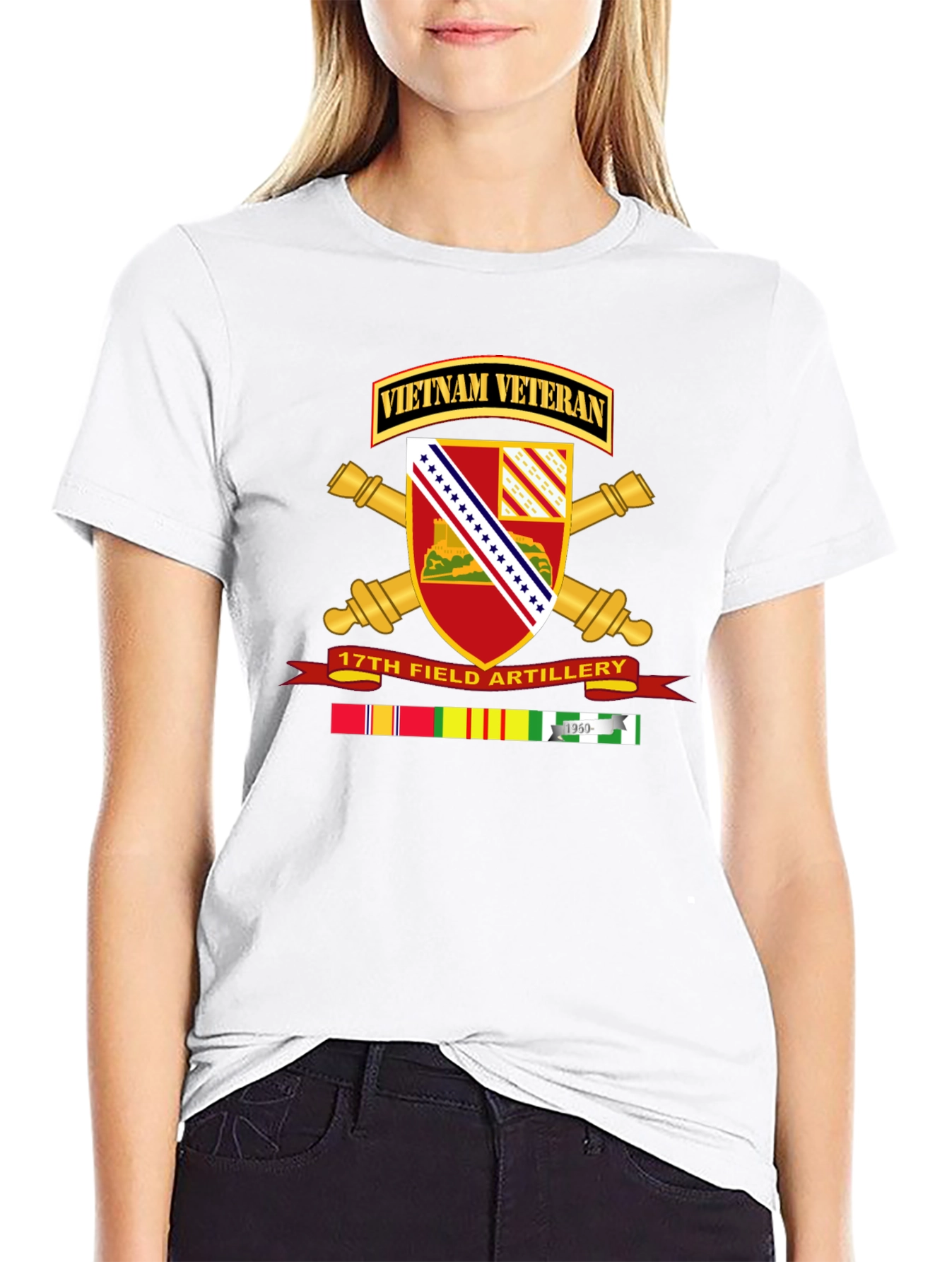 Vietnam Veteran 17th Field Artillery Black T-Shirt
