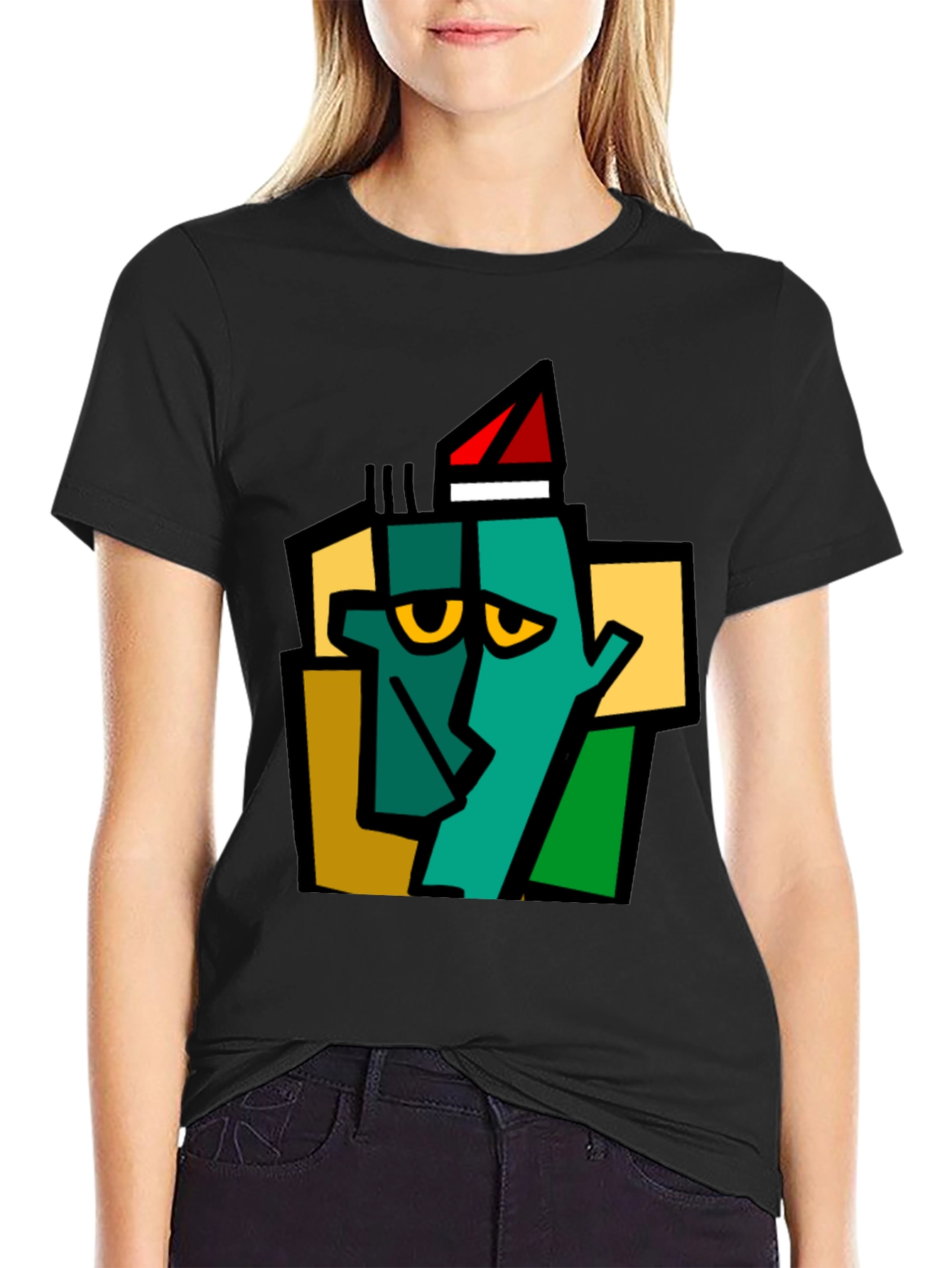 Abstract Geometric Face Graphic T-Shirt