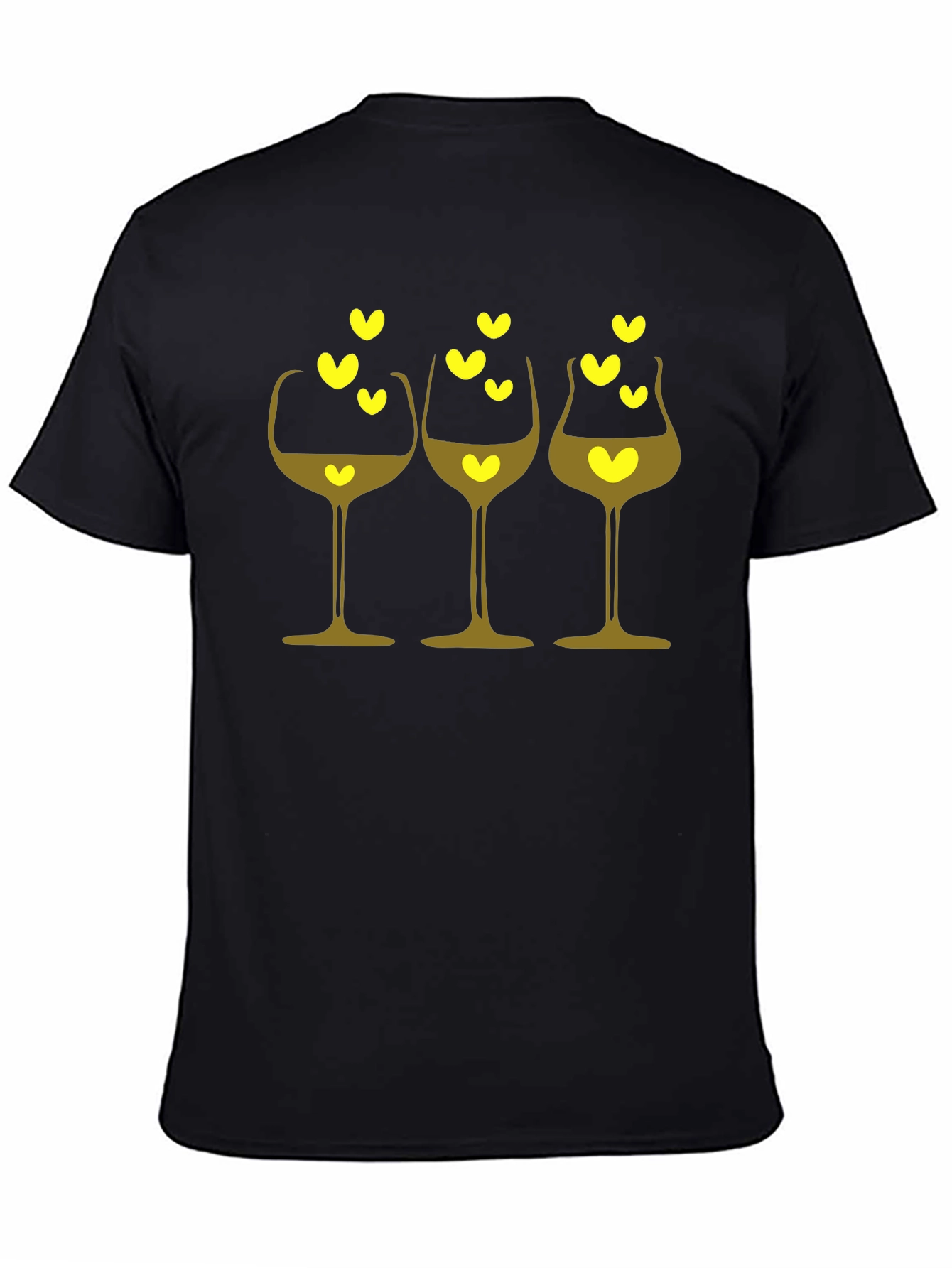 Wine Glasses with Hearts Black T-Shirt