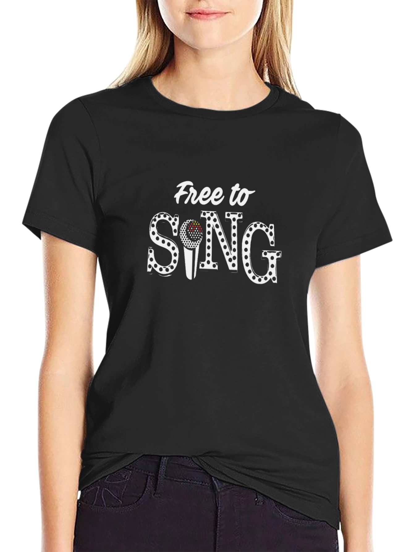 Free to Sing Graphic Black Tee