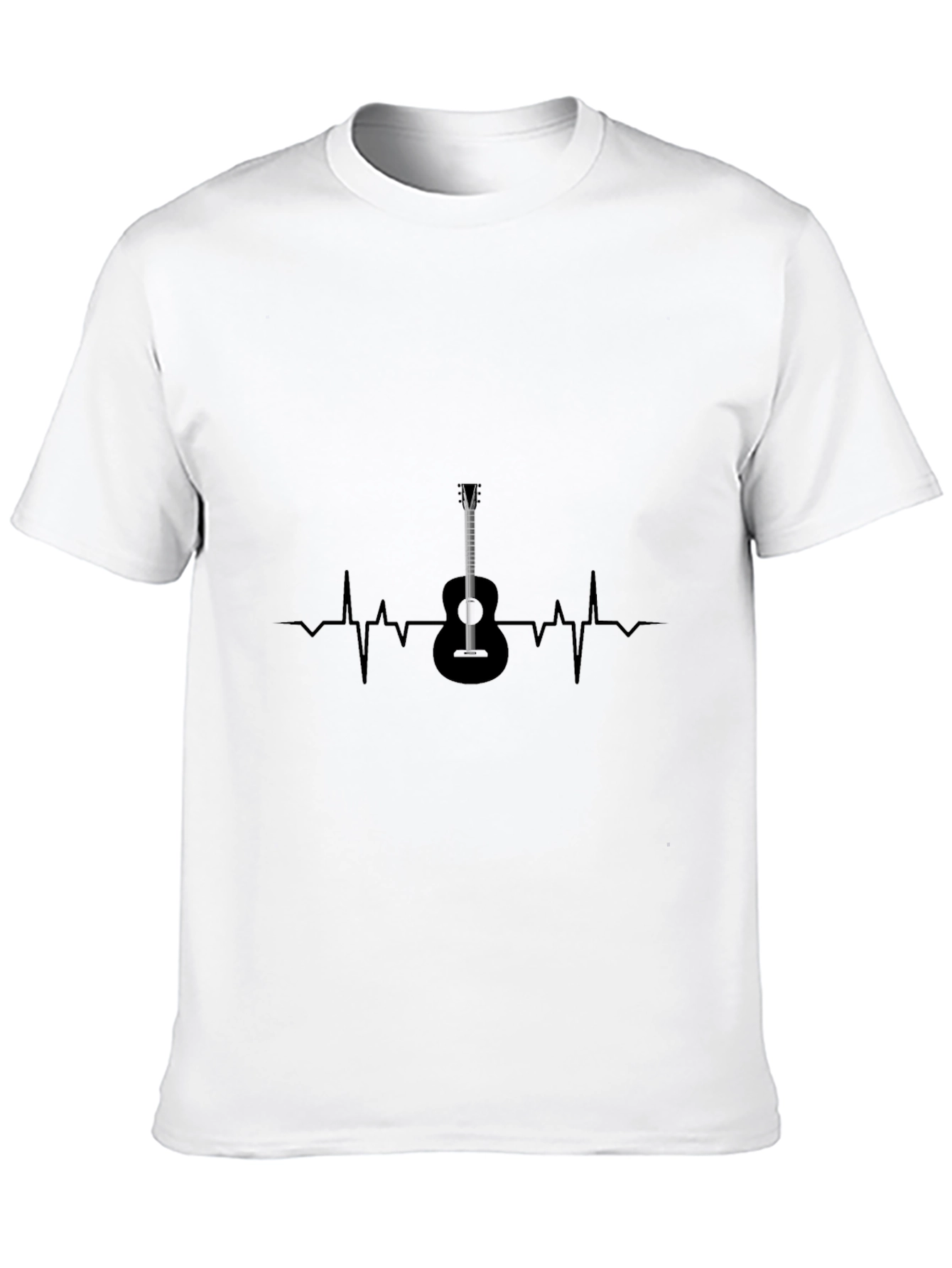 Guitar Heartbeat Black T-Shirt - Music Lover Tee