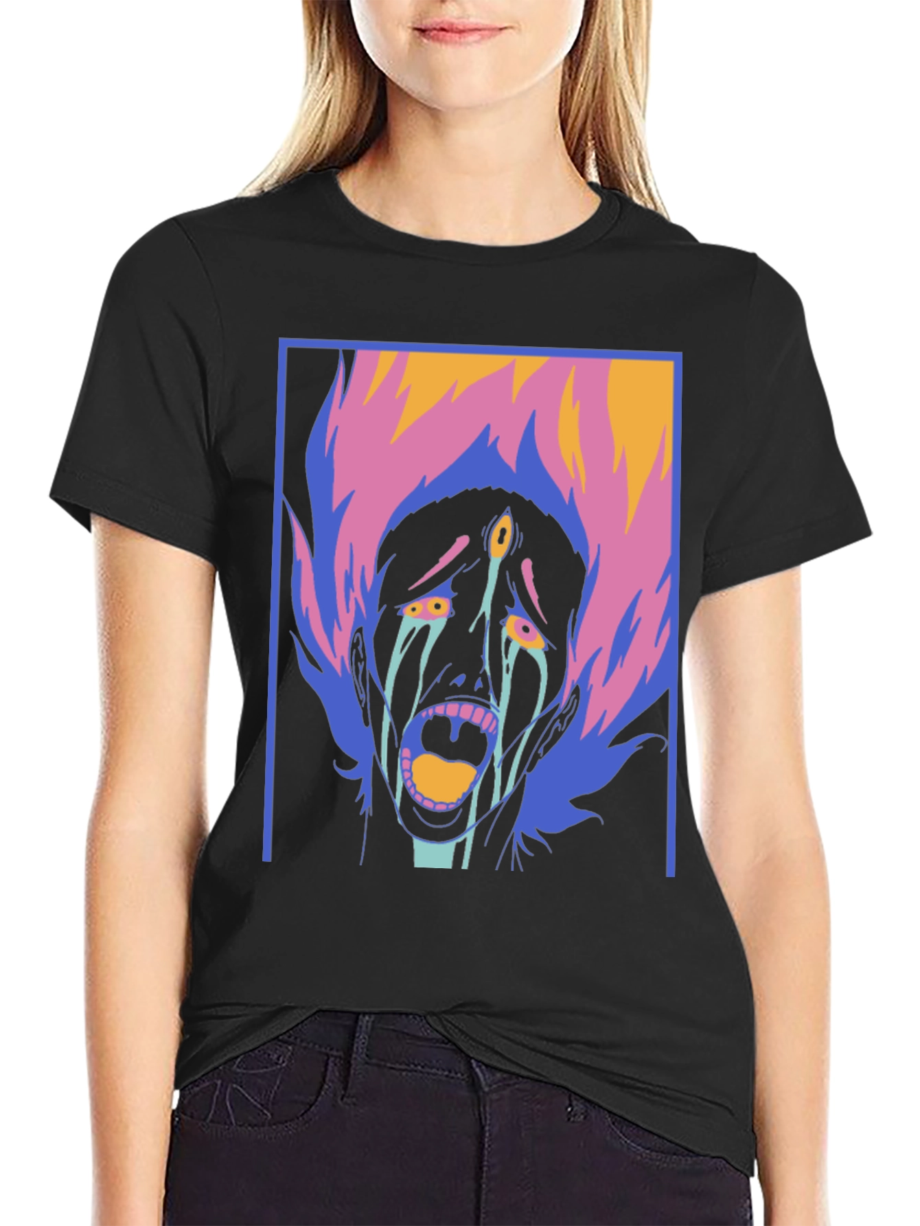 Graphic Print Tee - Screaming Face Design