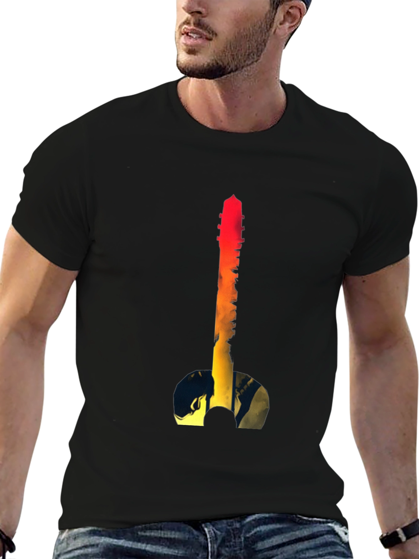 Guitar Sunset Graphic Tee - Black