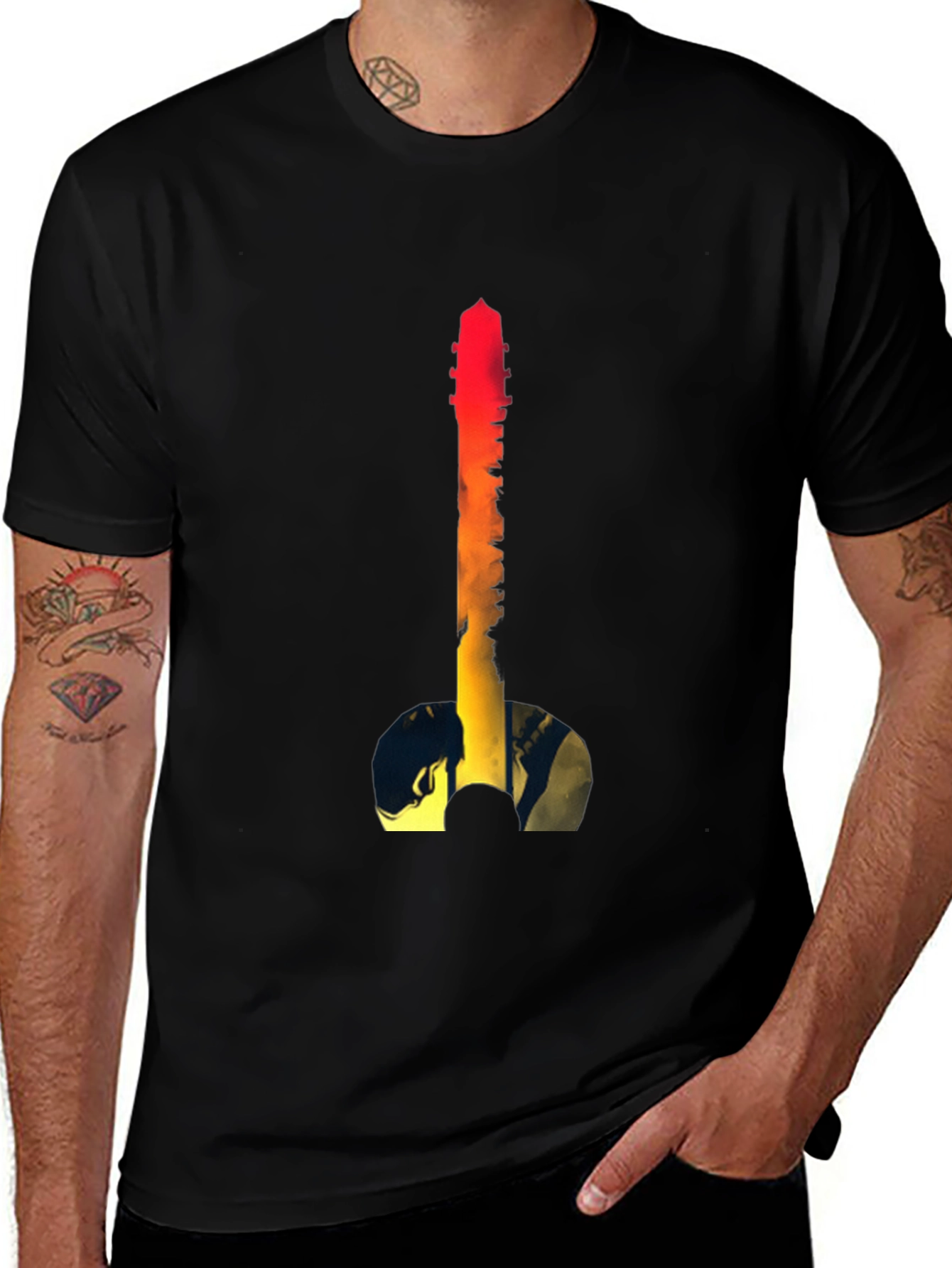 Guitar Sunset Graphic Tee - Black