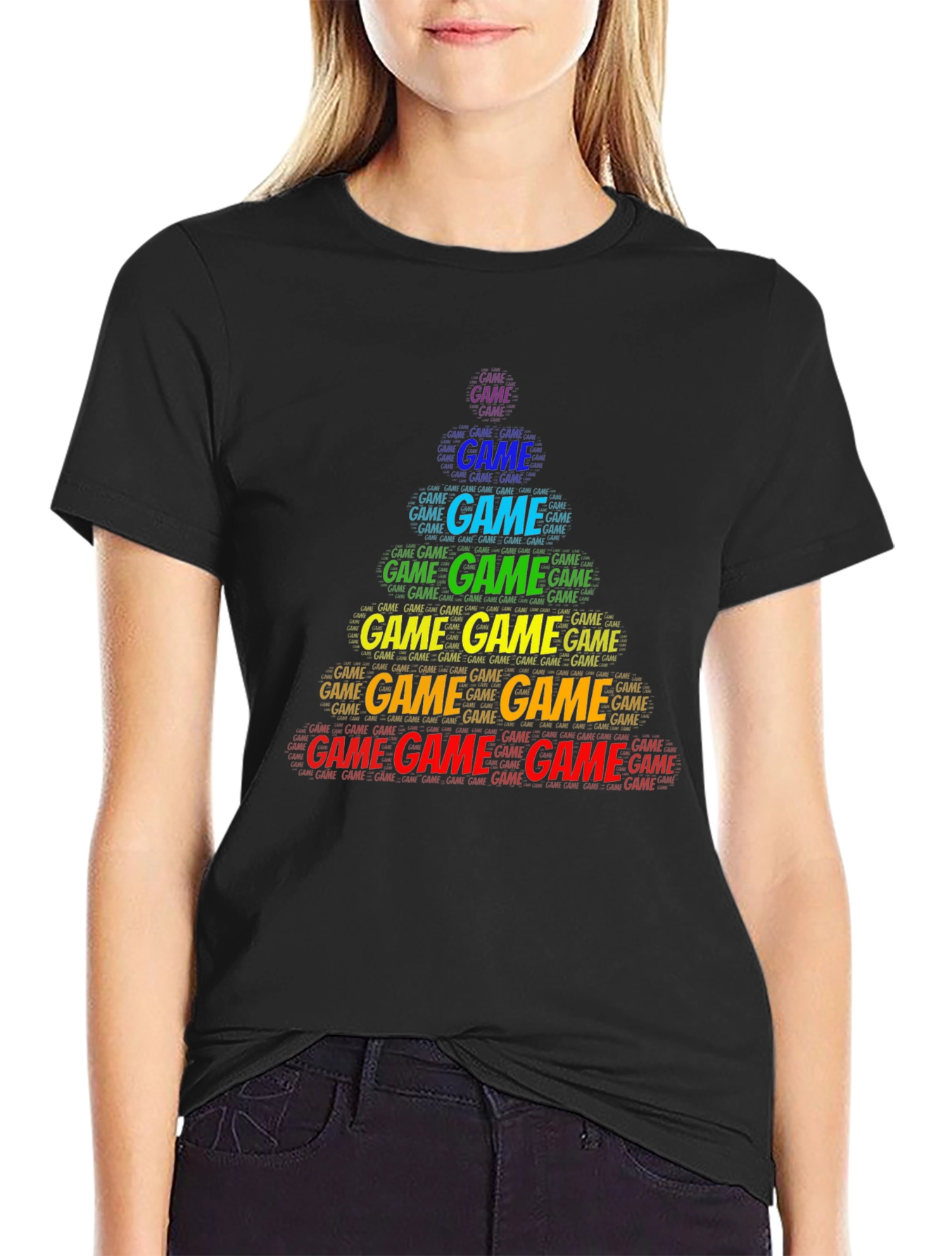 Game Word Art Black T-Shirt