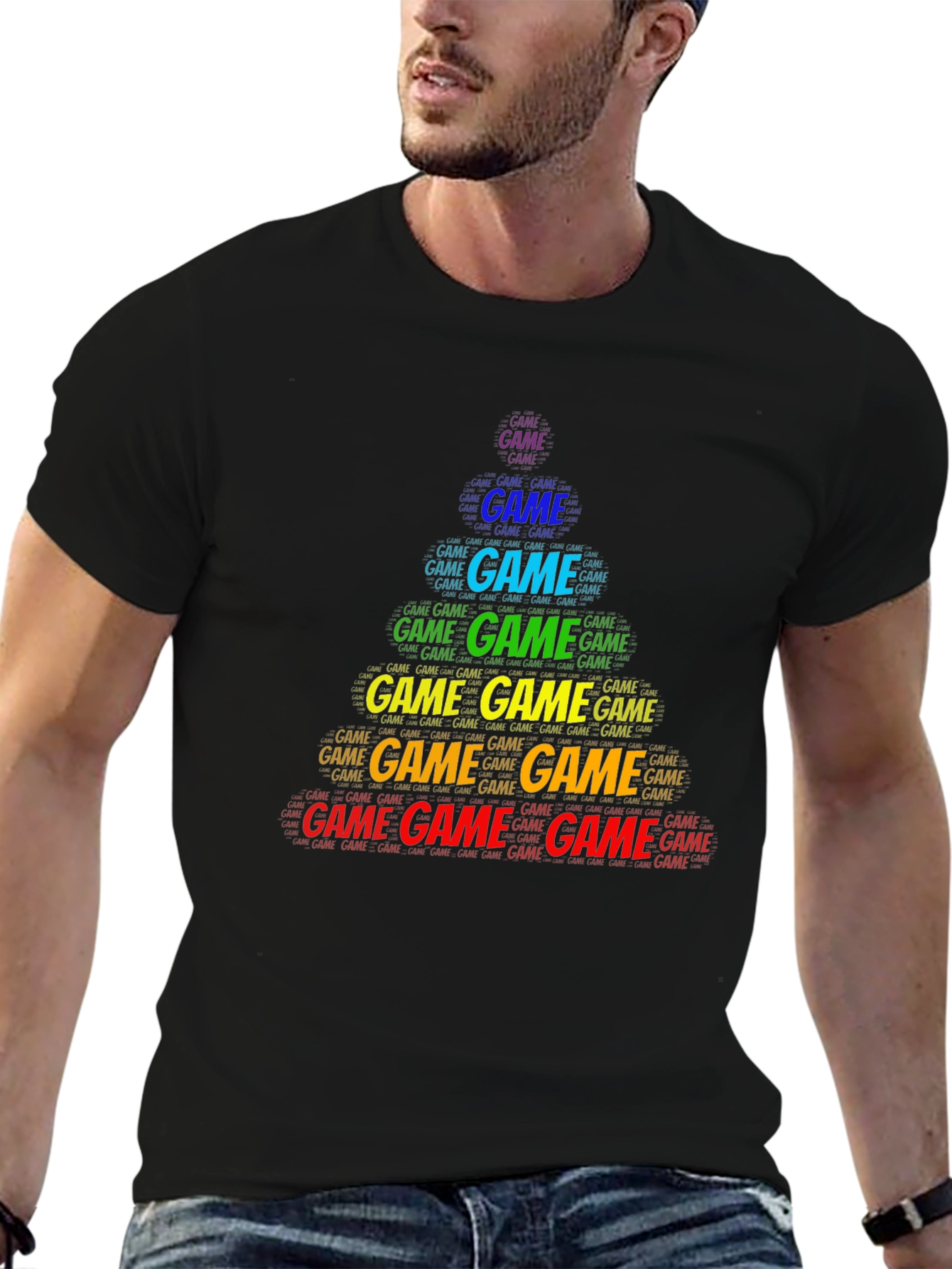 Game Word Art Black T-Shirt