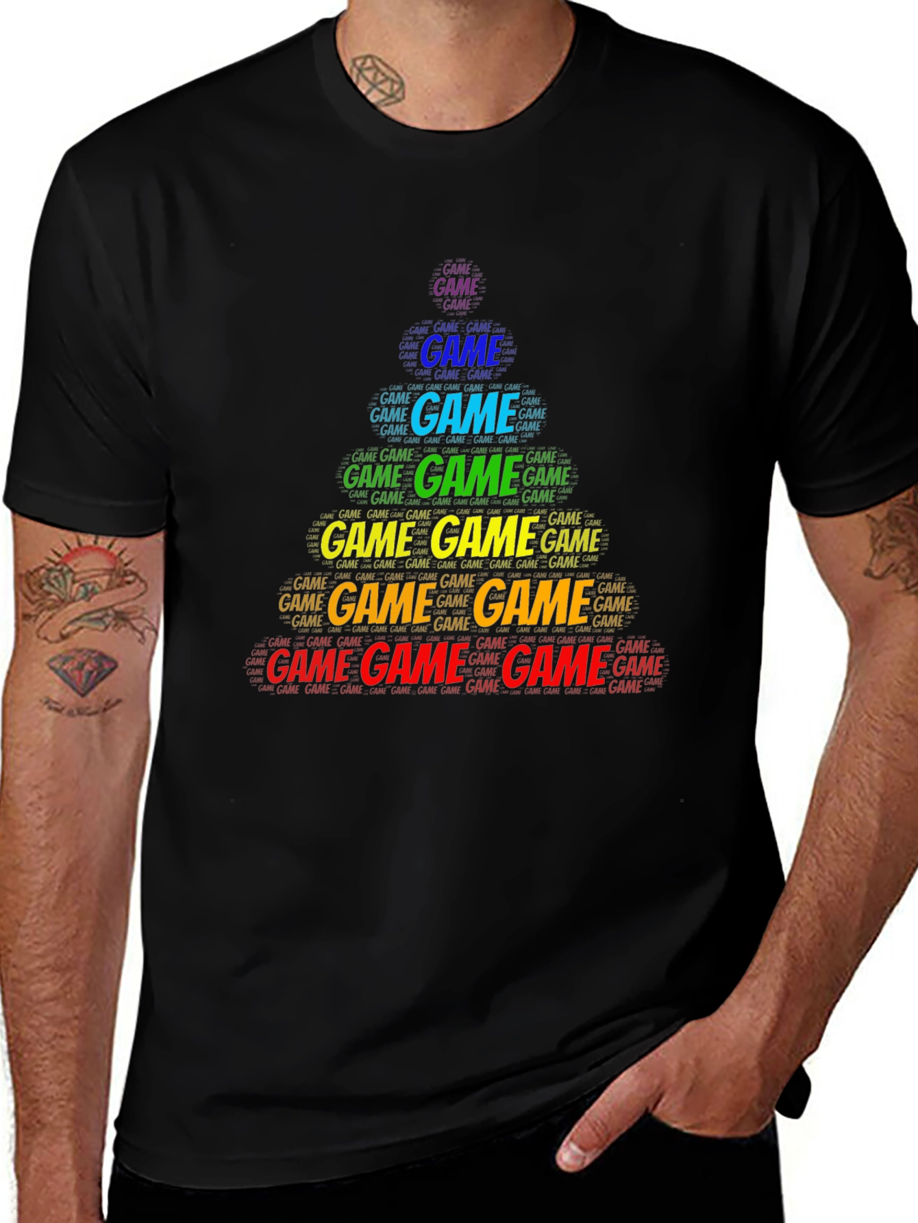 Game Word Art Black T-Shirt