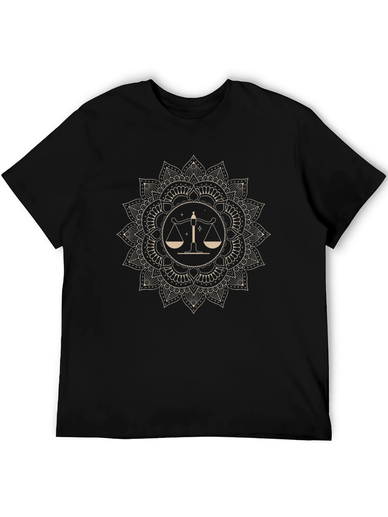 Libra Mandala Graphic Tee - Black Cotton Blend