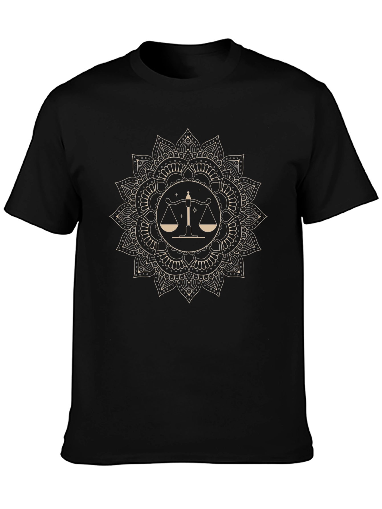 Libra Mandala Graphic Tee - Black Cotton Blend