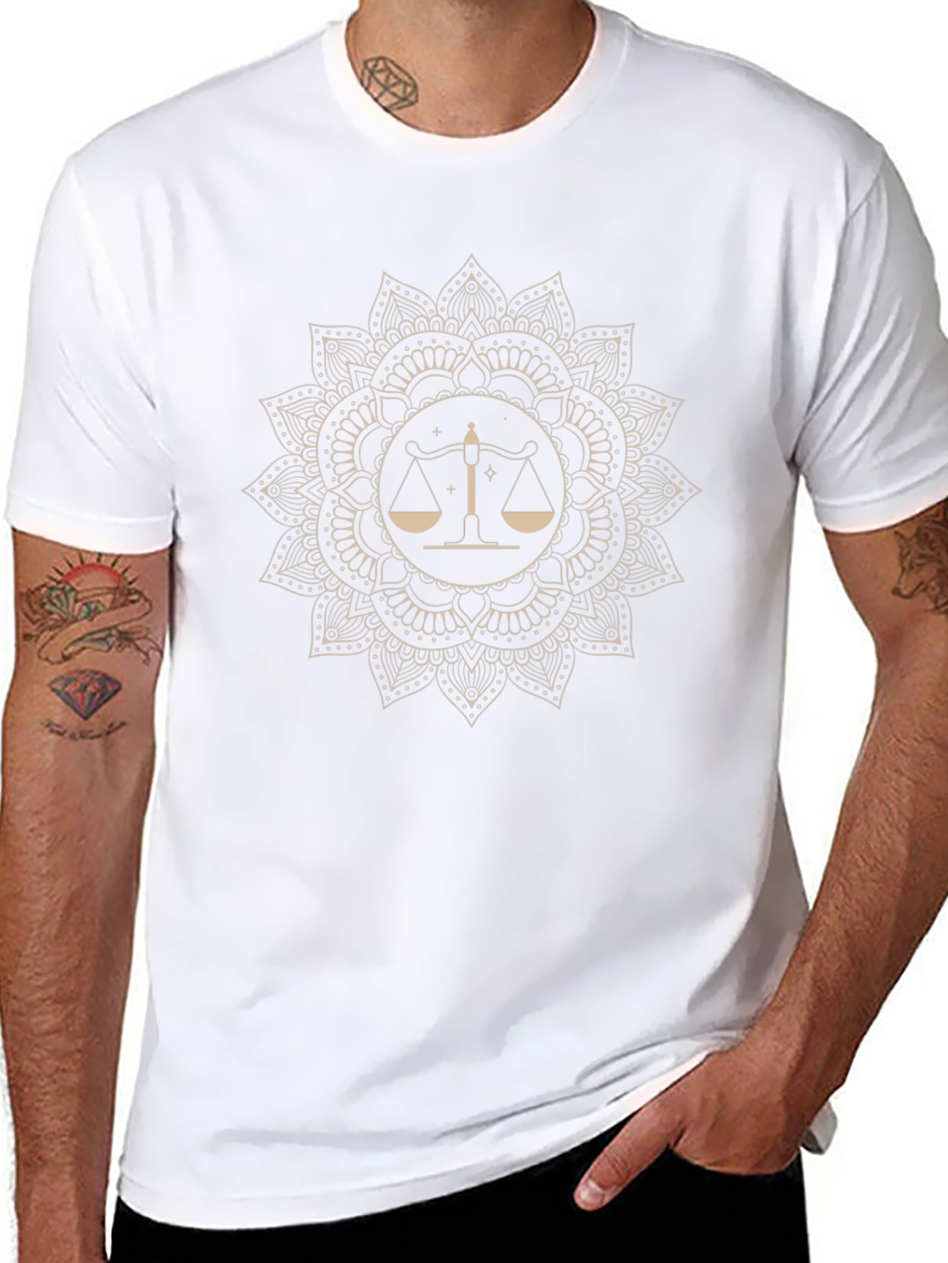 Libra Mandala Graphic Tee - Black Cotton Blend