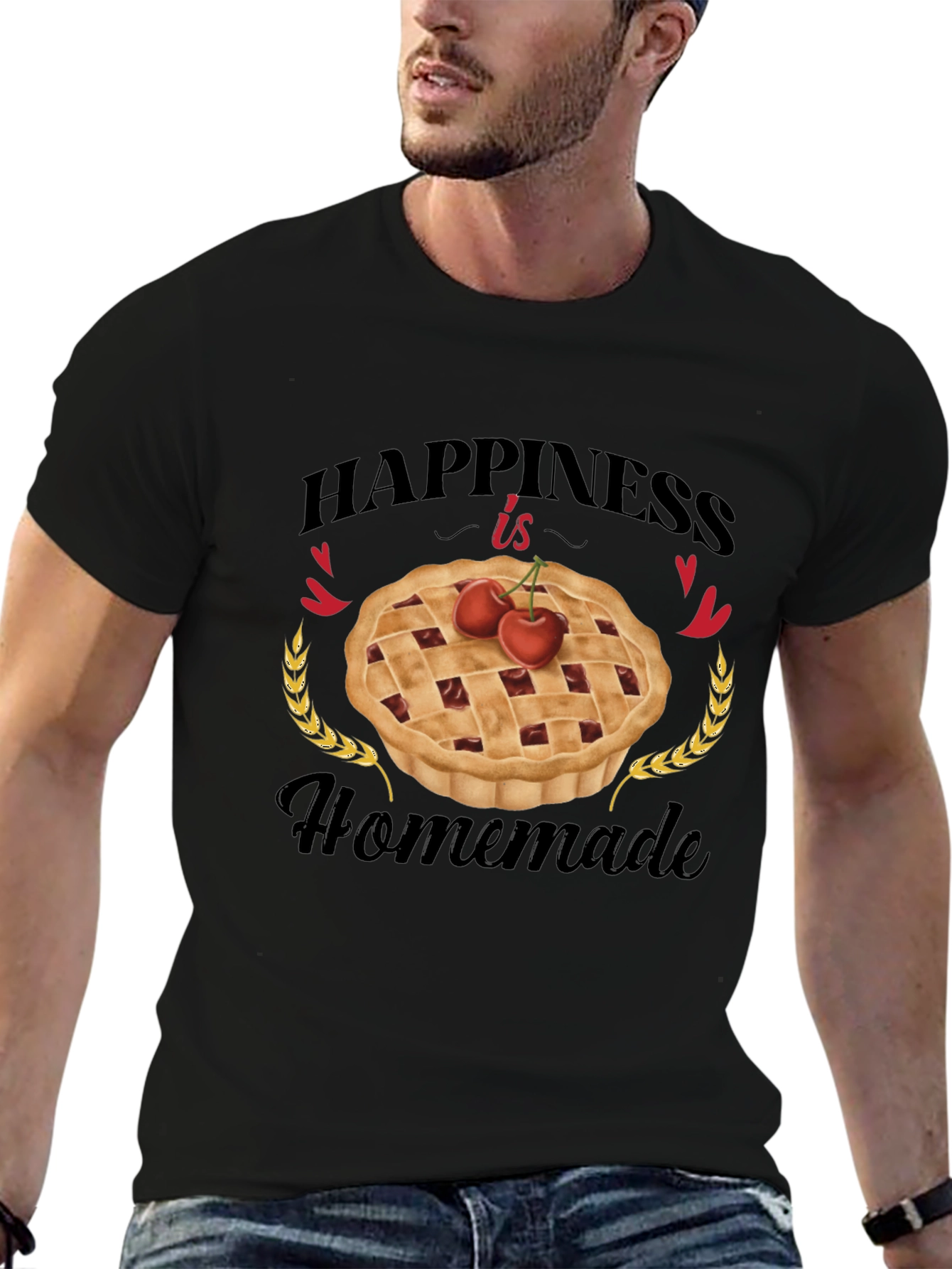Happiness is Homemade Black Graphic T-Shirt