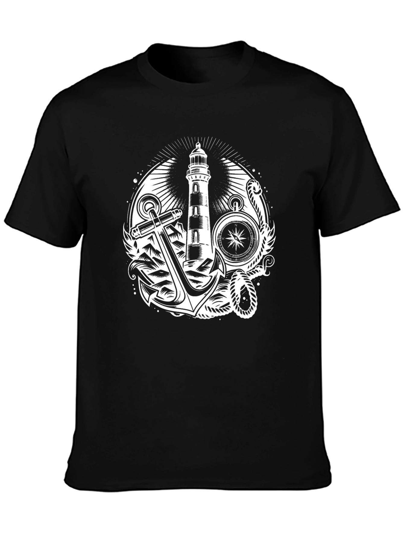 Nautical Lighthouse Anchor Graphic T-Shirt
