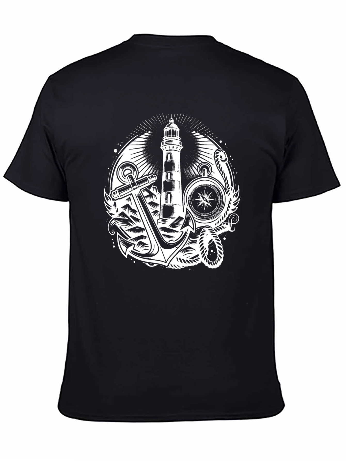 Nautical Lighthouse Anchor Graphic T-Shirt