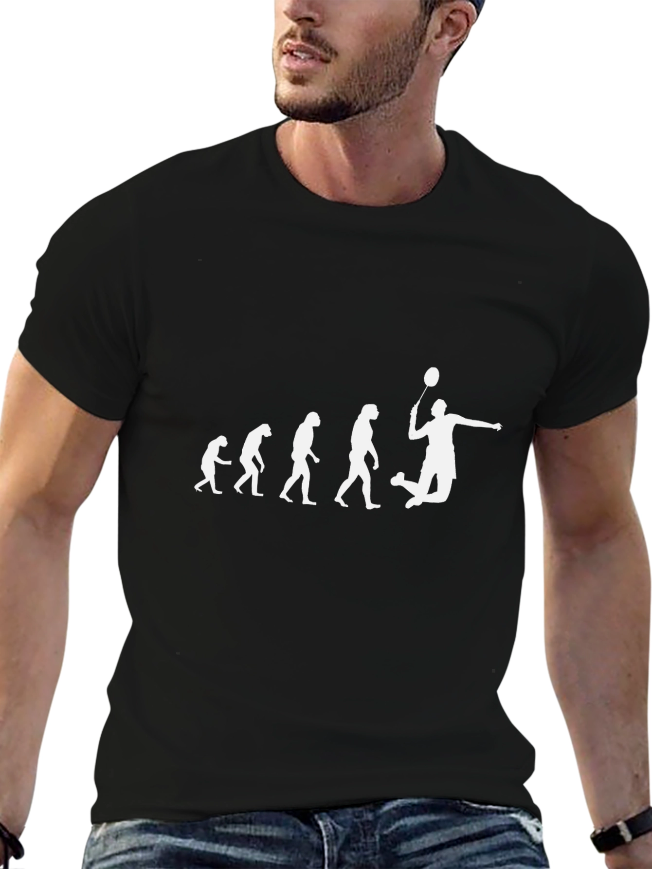 Evolution of Badminton Player T-Shirt