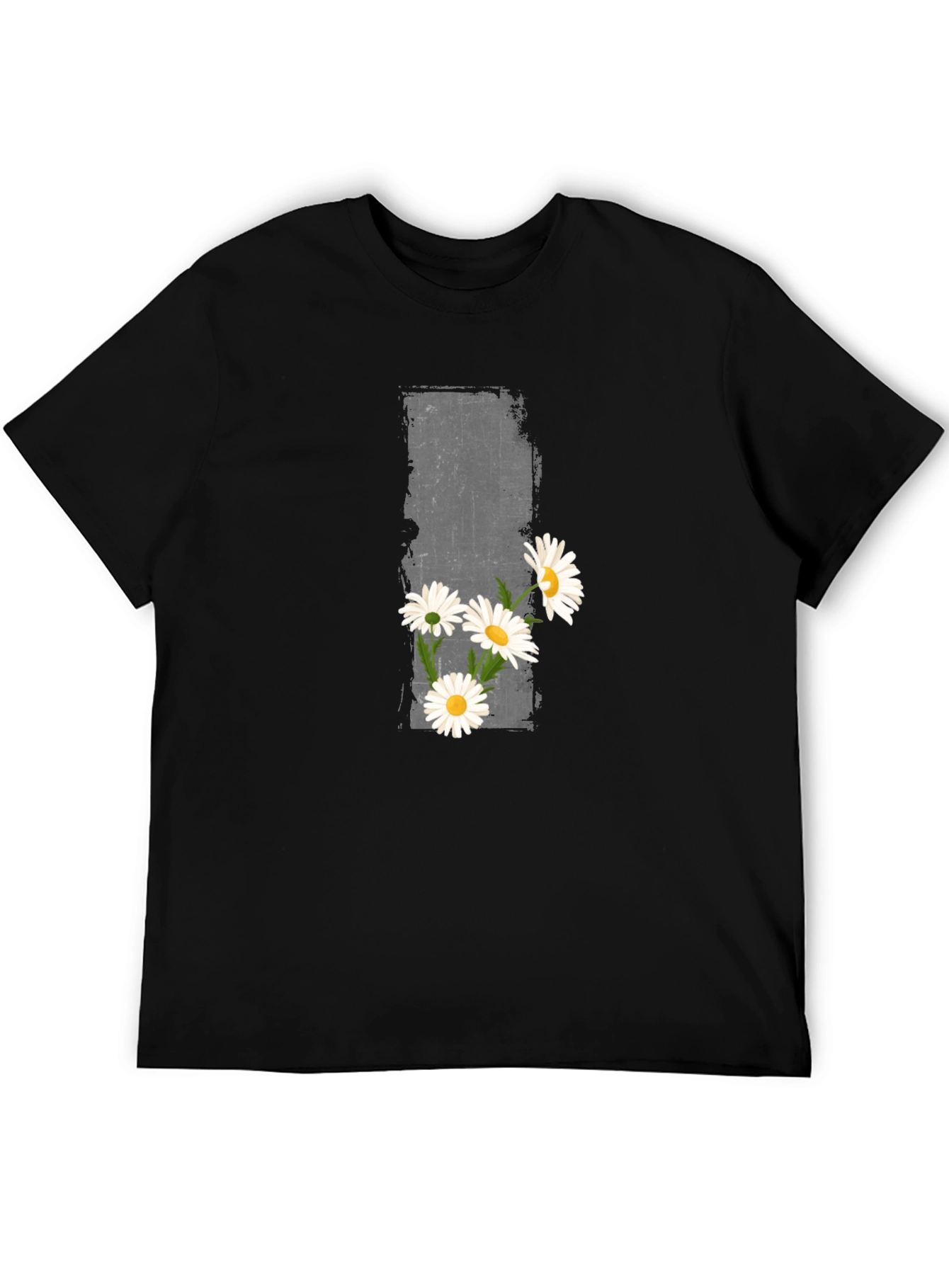 Daisy Graphic Print Black Crew Neck T-Shirt