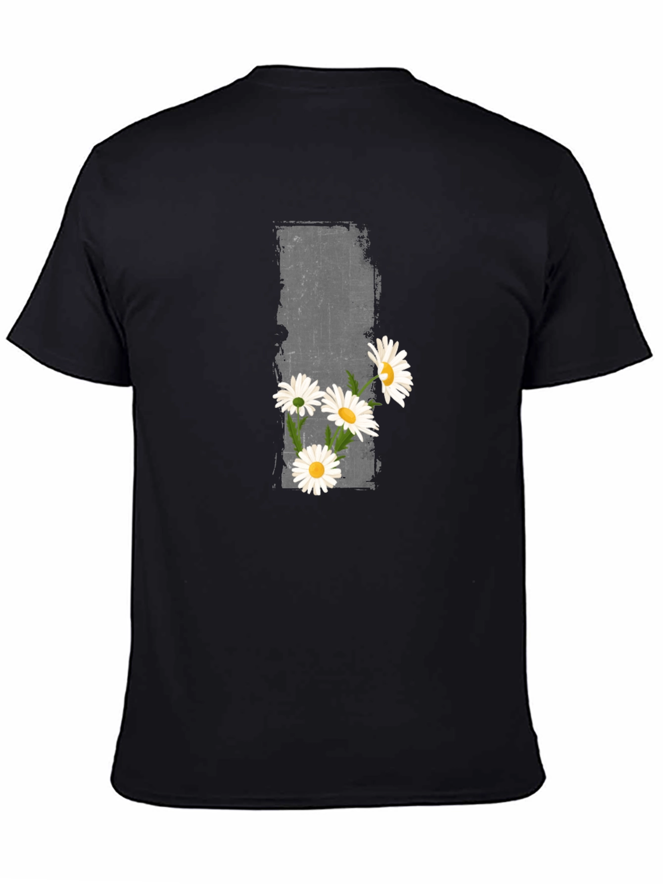 Daisy Graphic Print Black Crew Neck T-Shirt