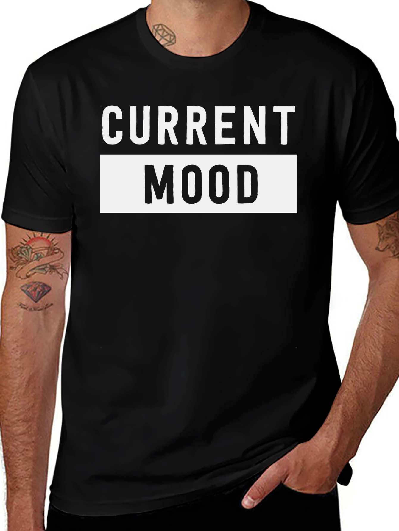 Current Mood Graphic Tee - Casual Black T-Shirt