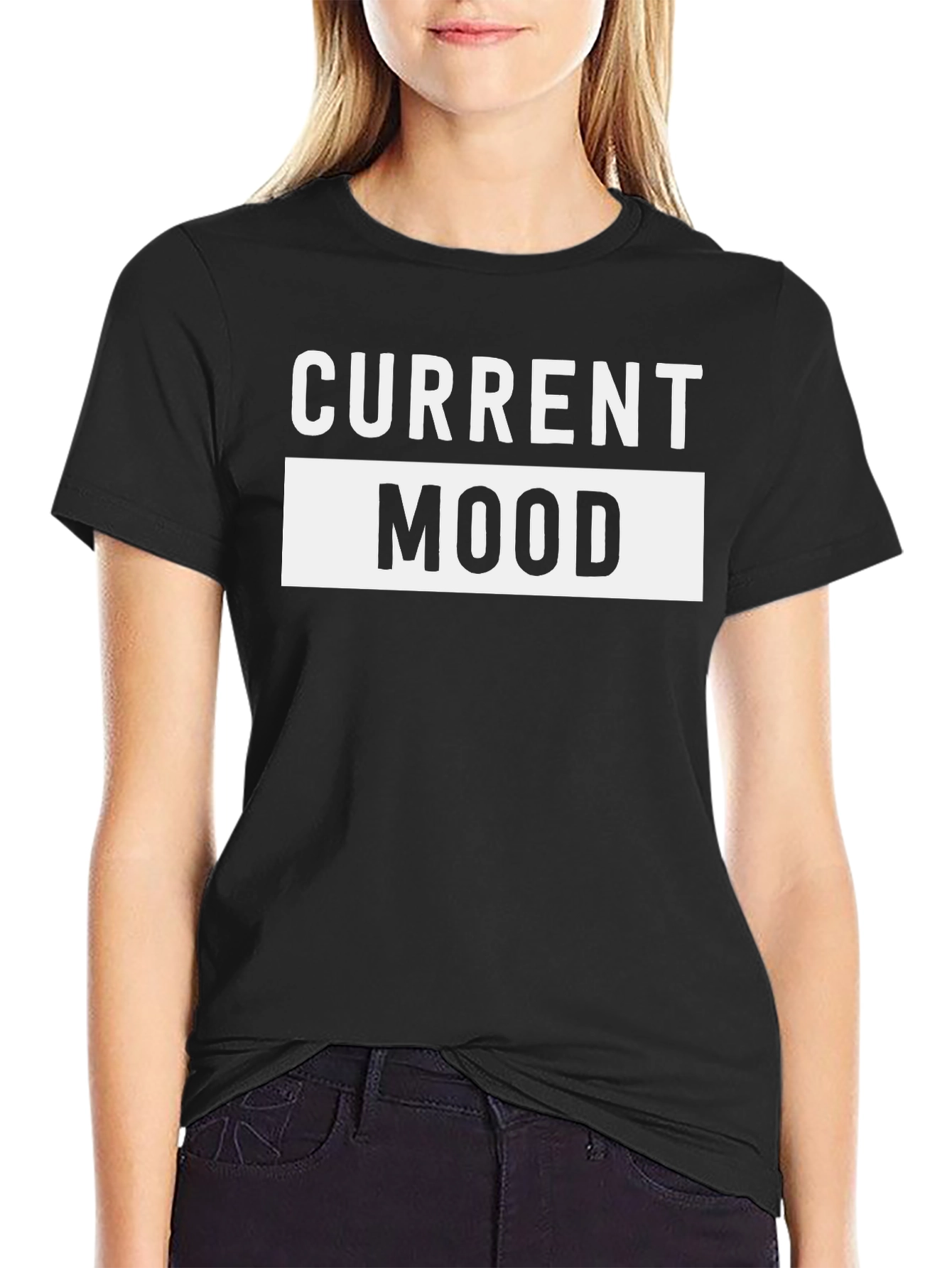 Current Mood Graphic Tee - Casual Black T-Shirt