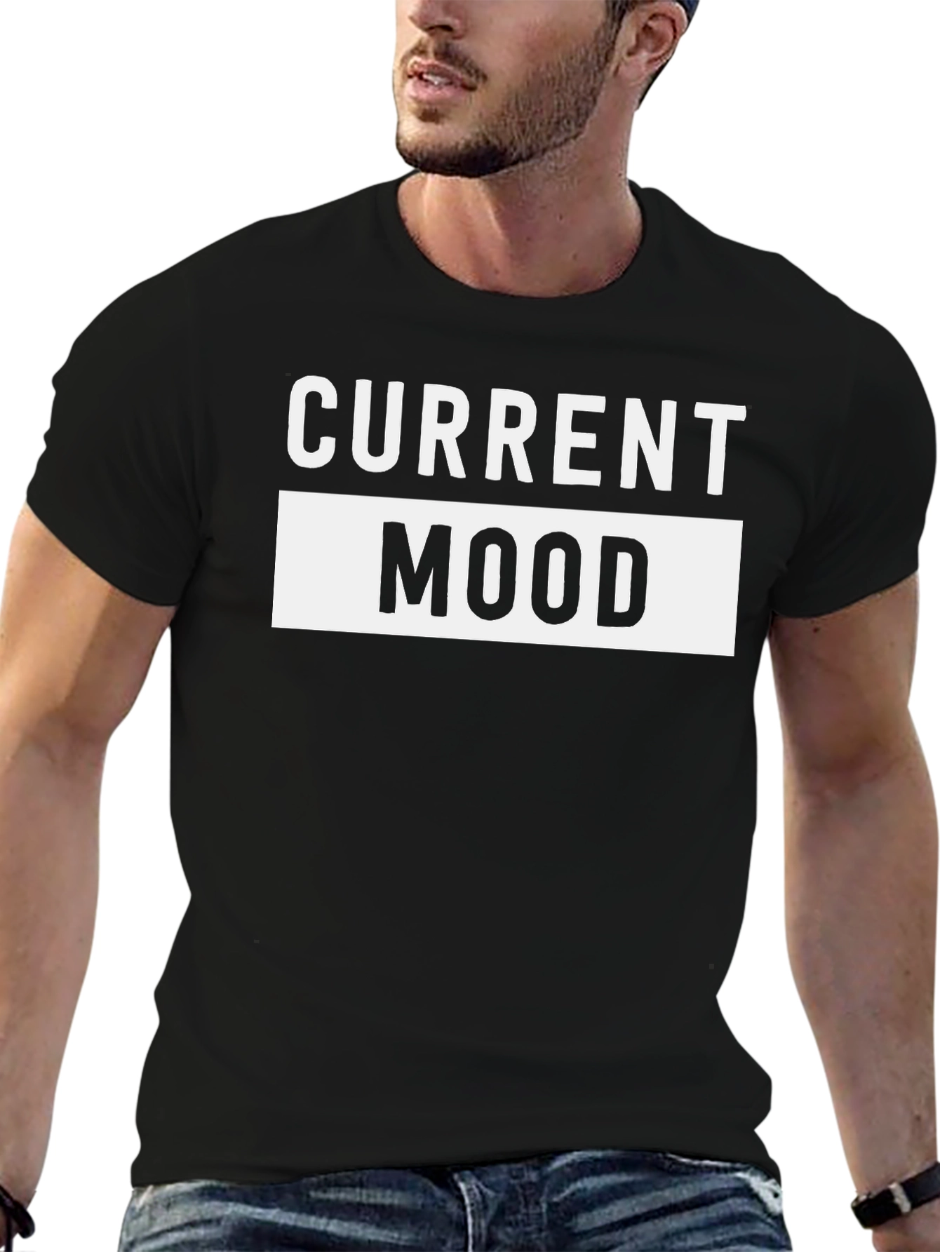 Current Mood Graphic Tee - Casual Black T-Shirt