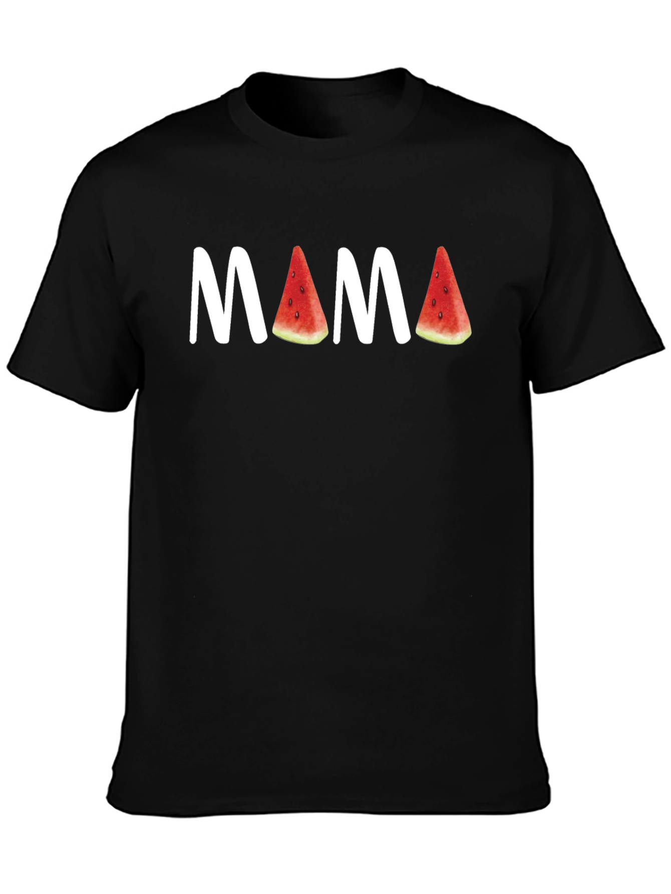 Mama Watermelon Graphic Tee - Black Cotton T-Shirt