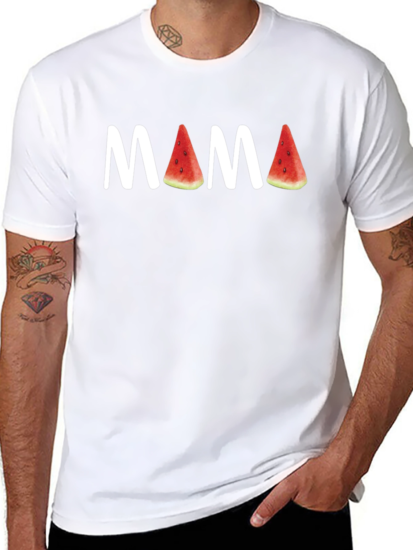 Mama Watermelon Graphic Tee - Black Cotton T-Shirt