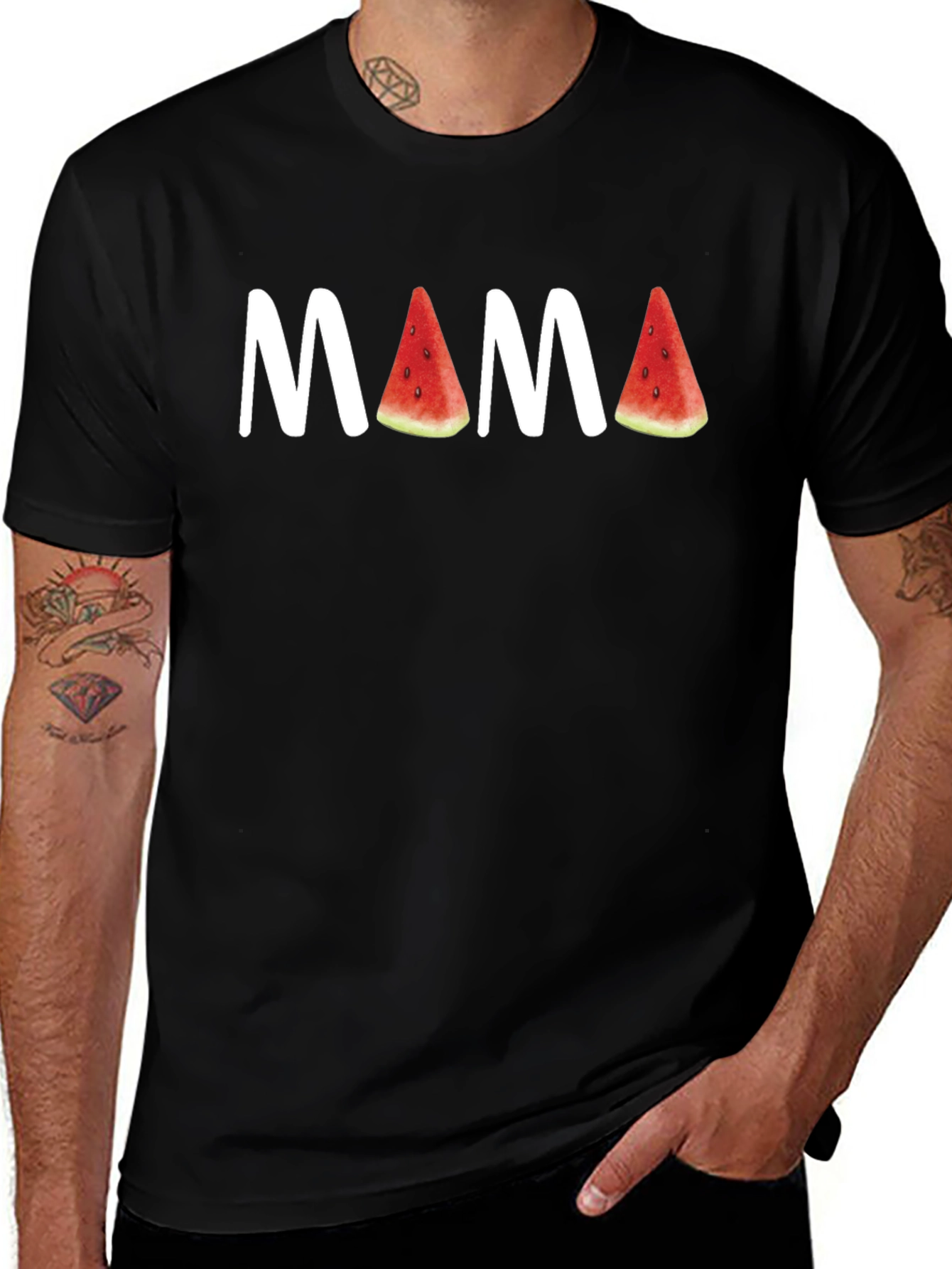 Mama Watermelon Graphic Tee - Black Cotton T-Shirt