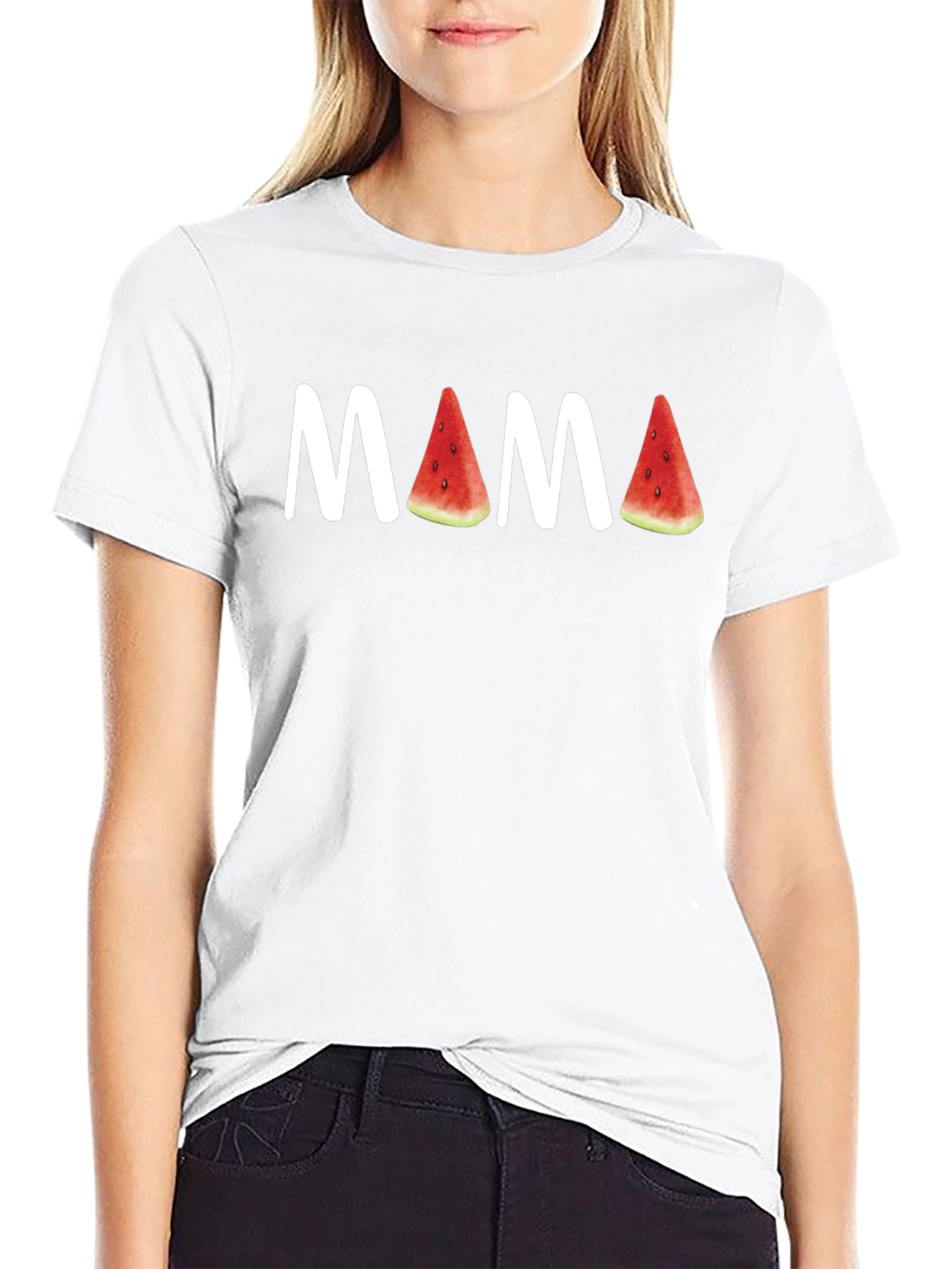 Mama Watermelon Graphic Tee - Black Cotton T-Shirt