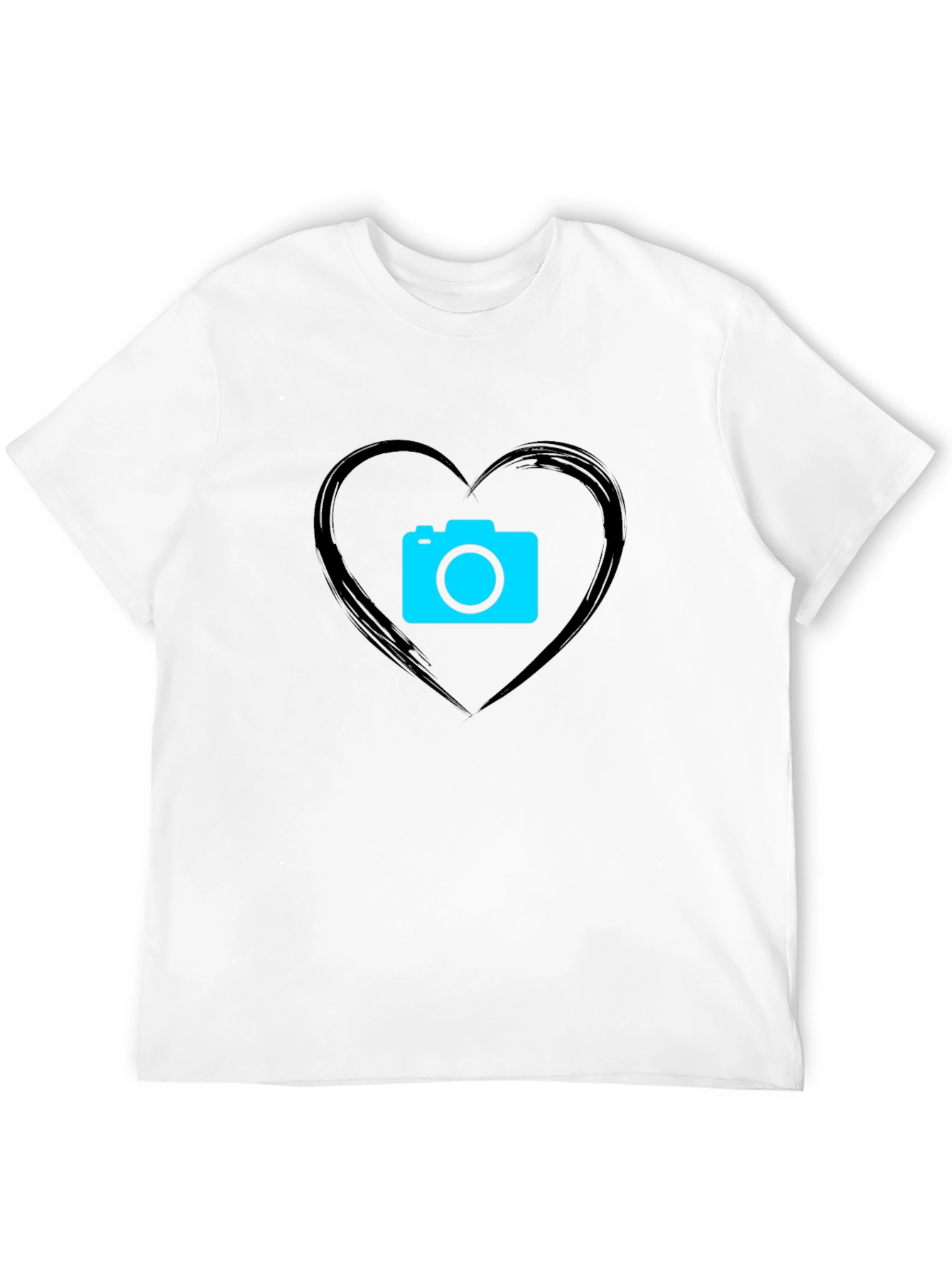 Camera Heart Graphic Black T-Shirt